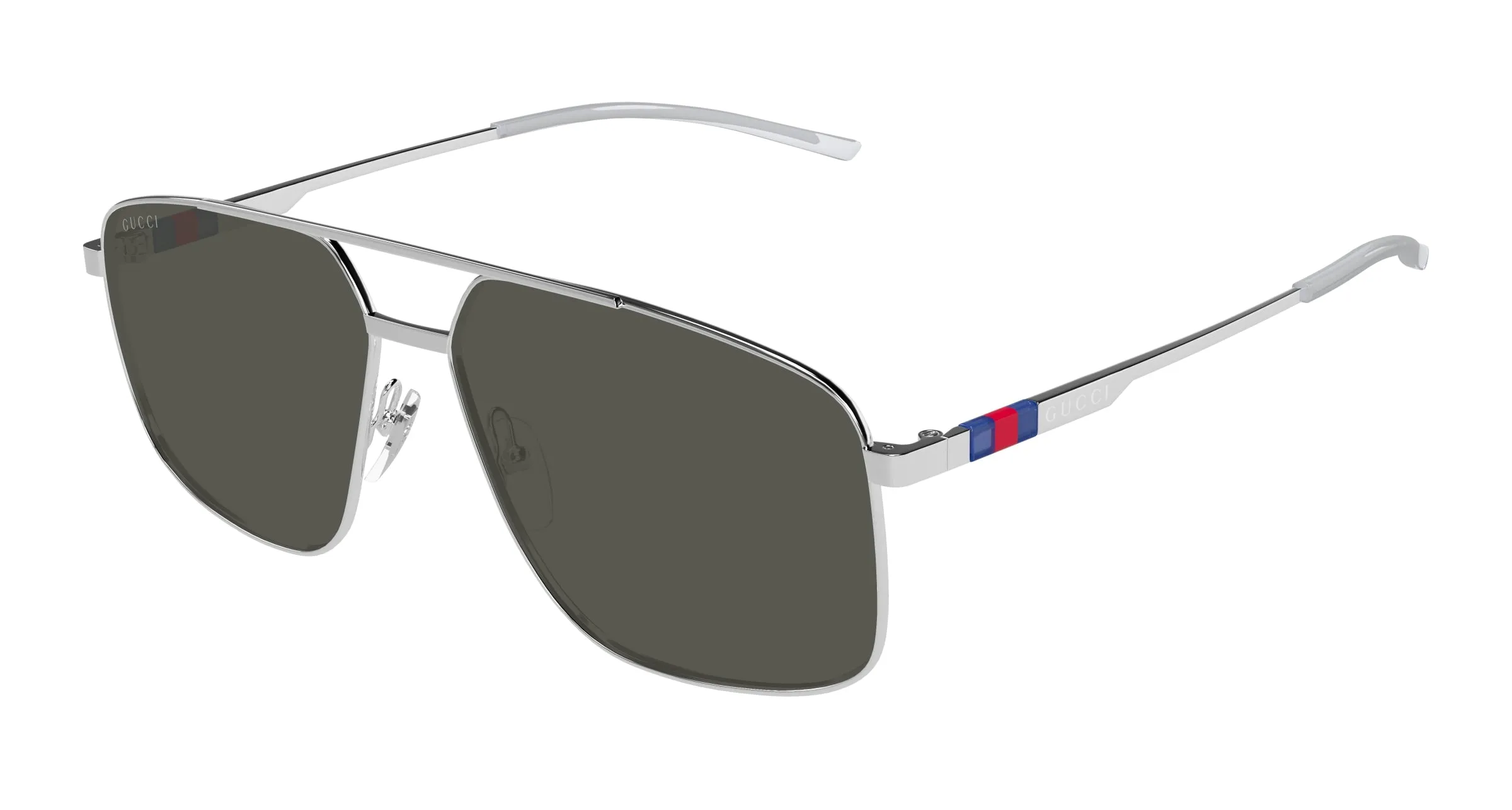 Gucci GG1676S 001 Occhiali da sole Metallo Argento Grigio Pilot - immagine 1