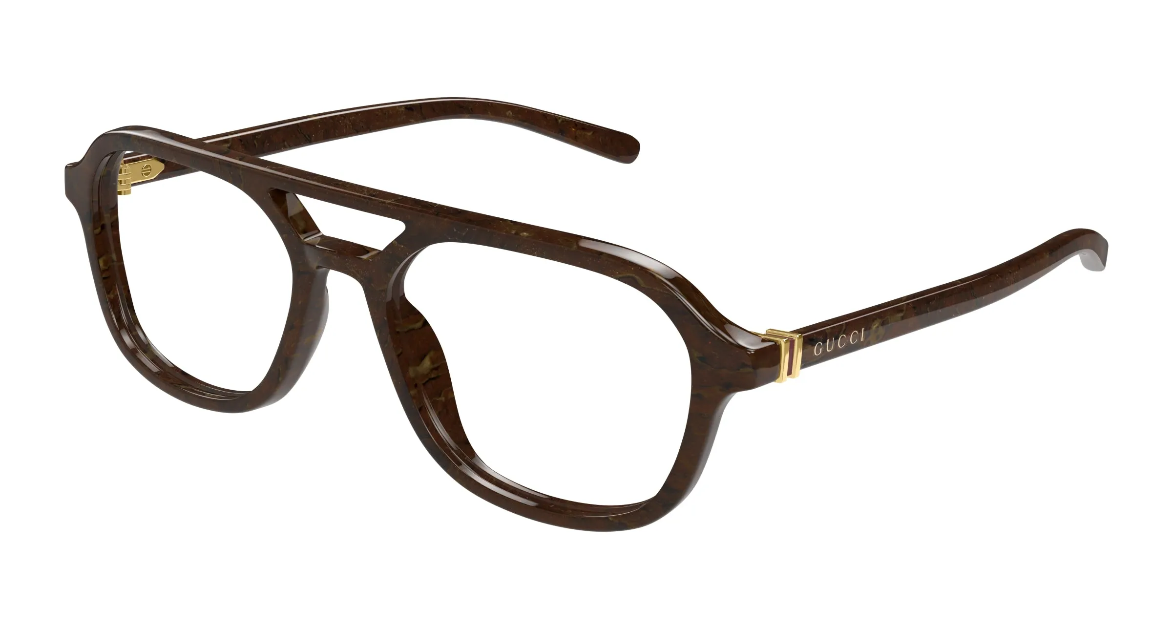 Gucci GG1673O 003 Montature da vista Acetato Marrone Trasparente Pilot - immagine 1