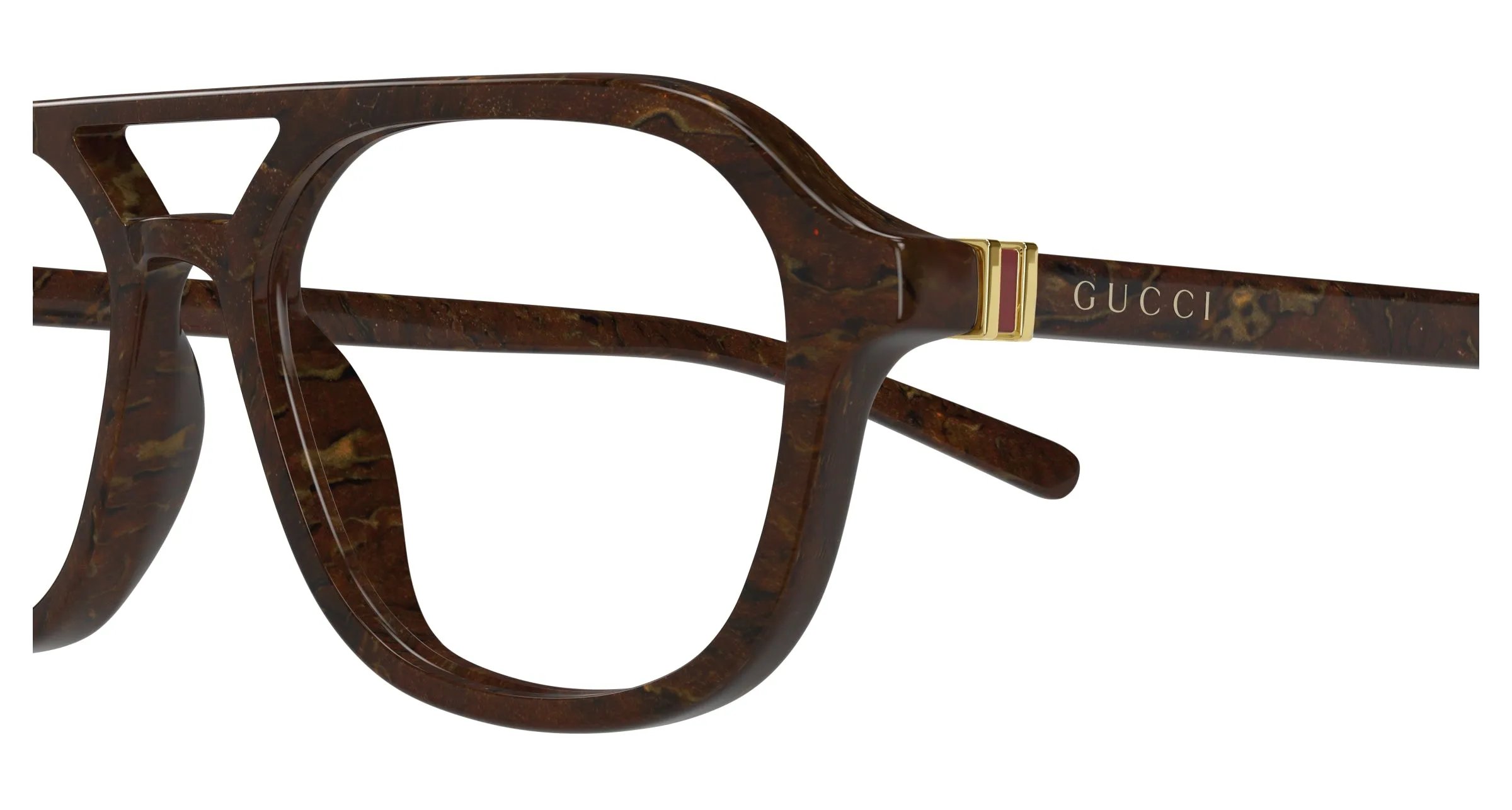 Gucci GG1673O 003 Montature da vista Acetato Marrone Trasparente Pilot - immagine 3