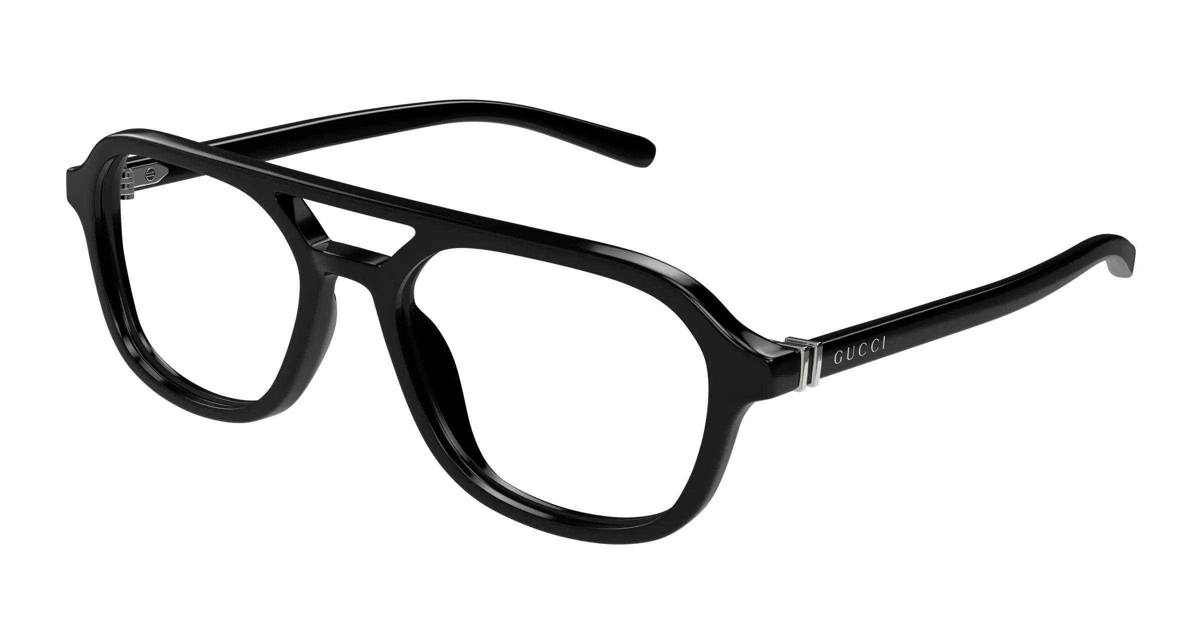 Gucci GG1673O 001 Montature da vista Acetato Nero Trasparente Pilot - immagine 1