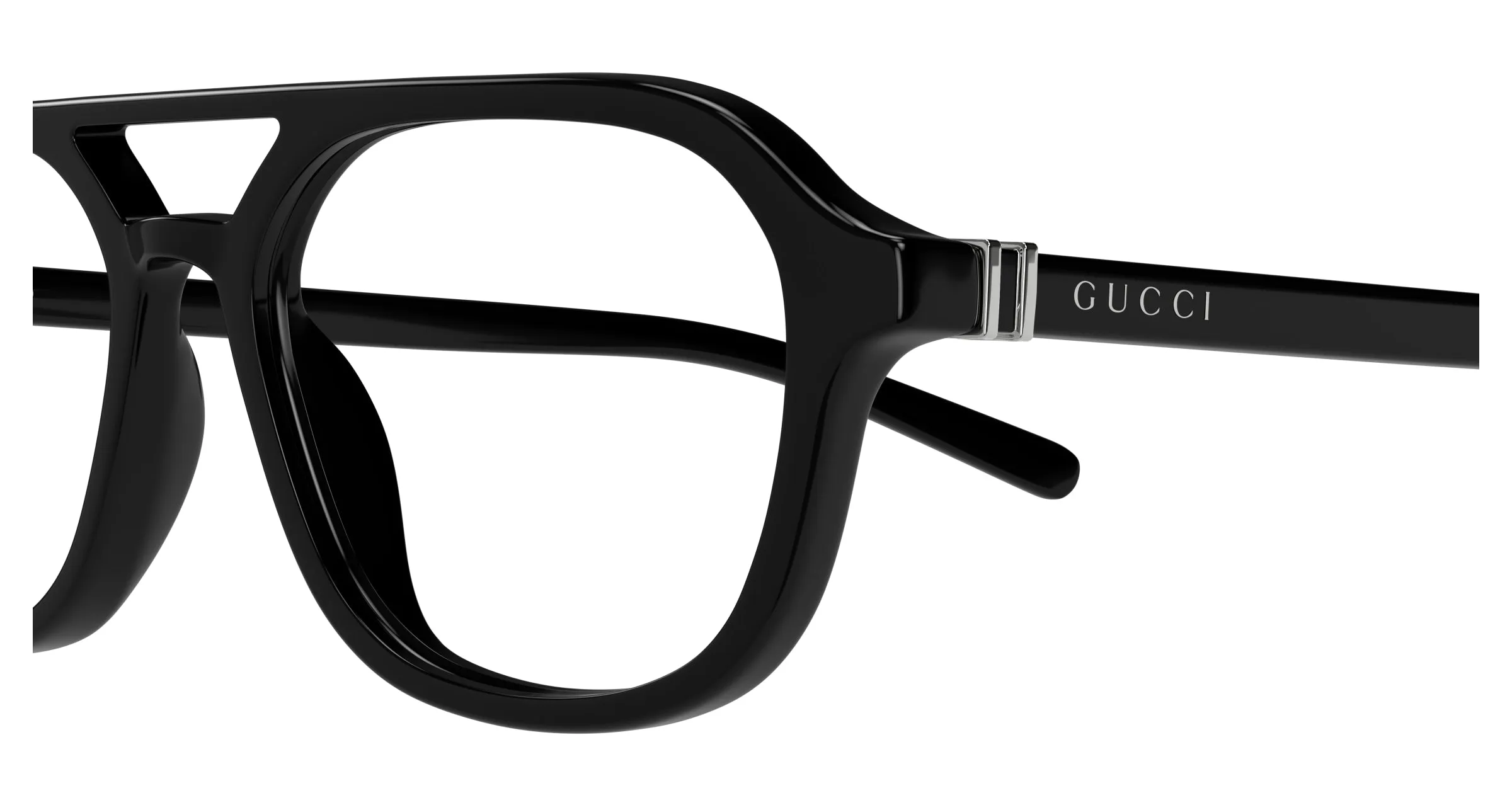 Gucci GG1673O 001 Montature da vista Acetato Nero Trasparente Pilot - immagine 3