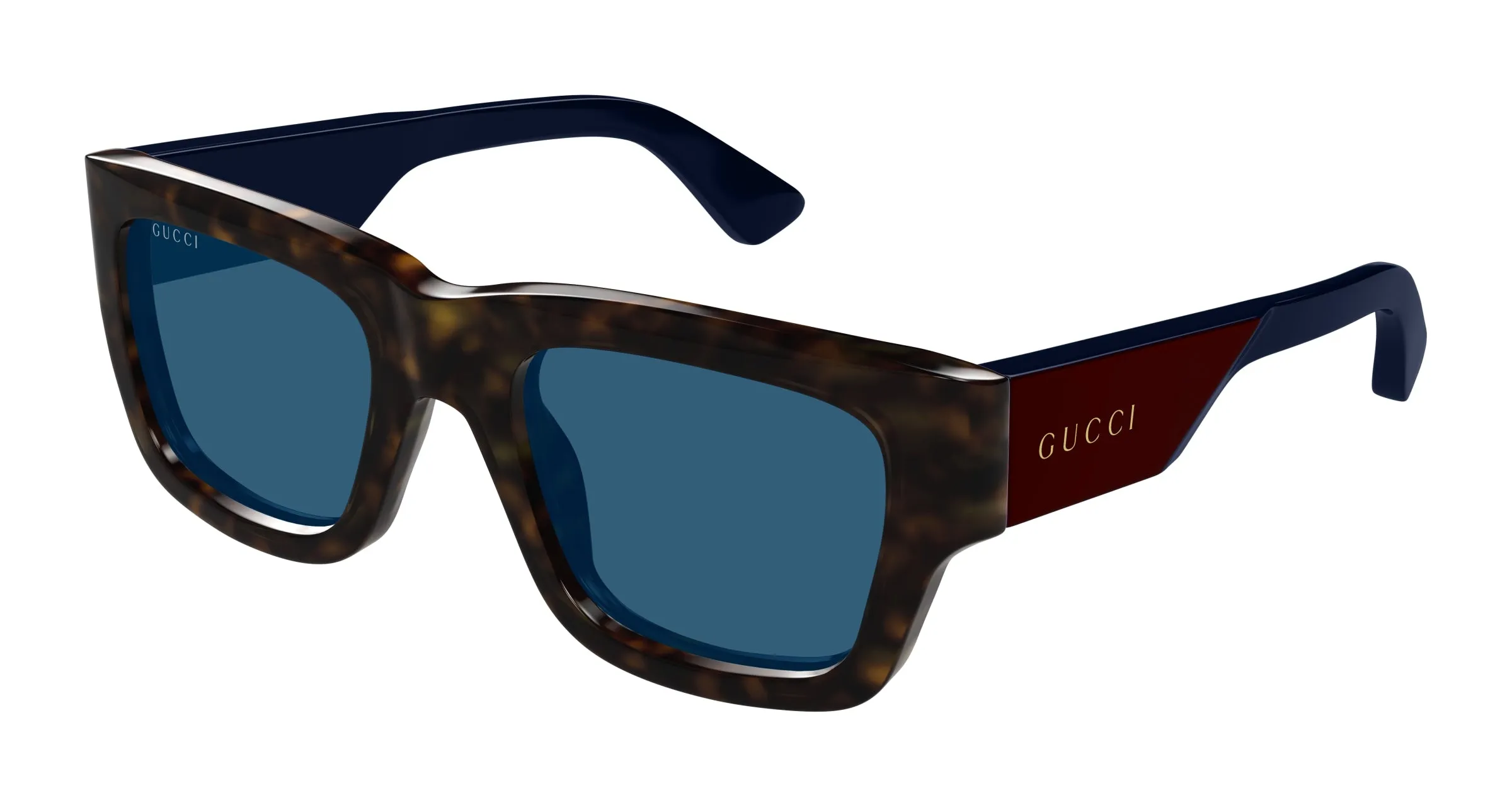 Gucci GG1668S 002 Occhiali da sole Acetato Havana Blu Squadrata - immagine 1