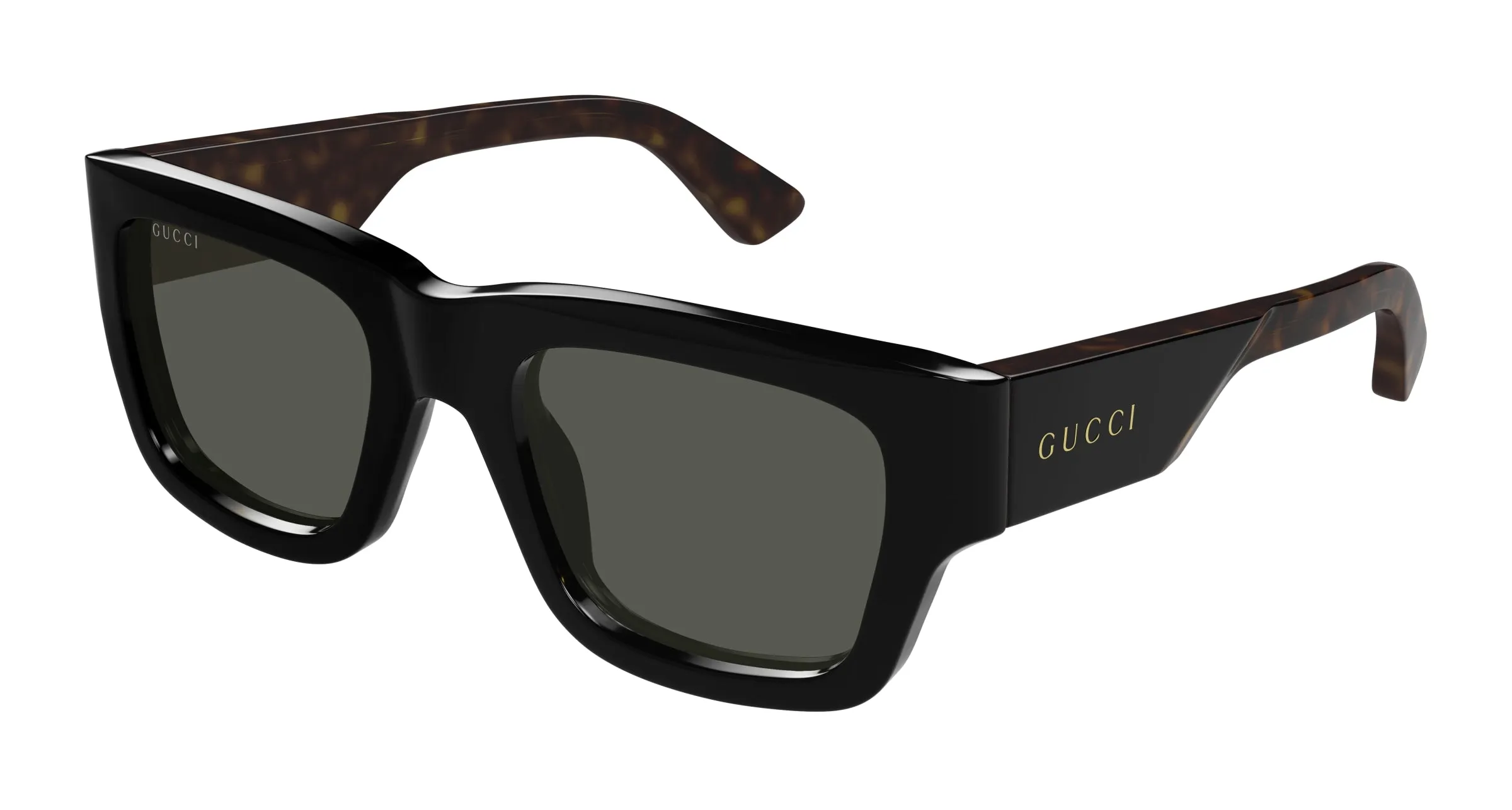 Gucci GG1668S 001 Occhiali da sole Acetato Nero Grigio Squadrata - immagine 1