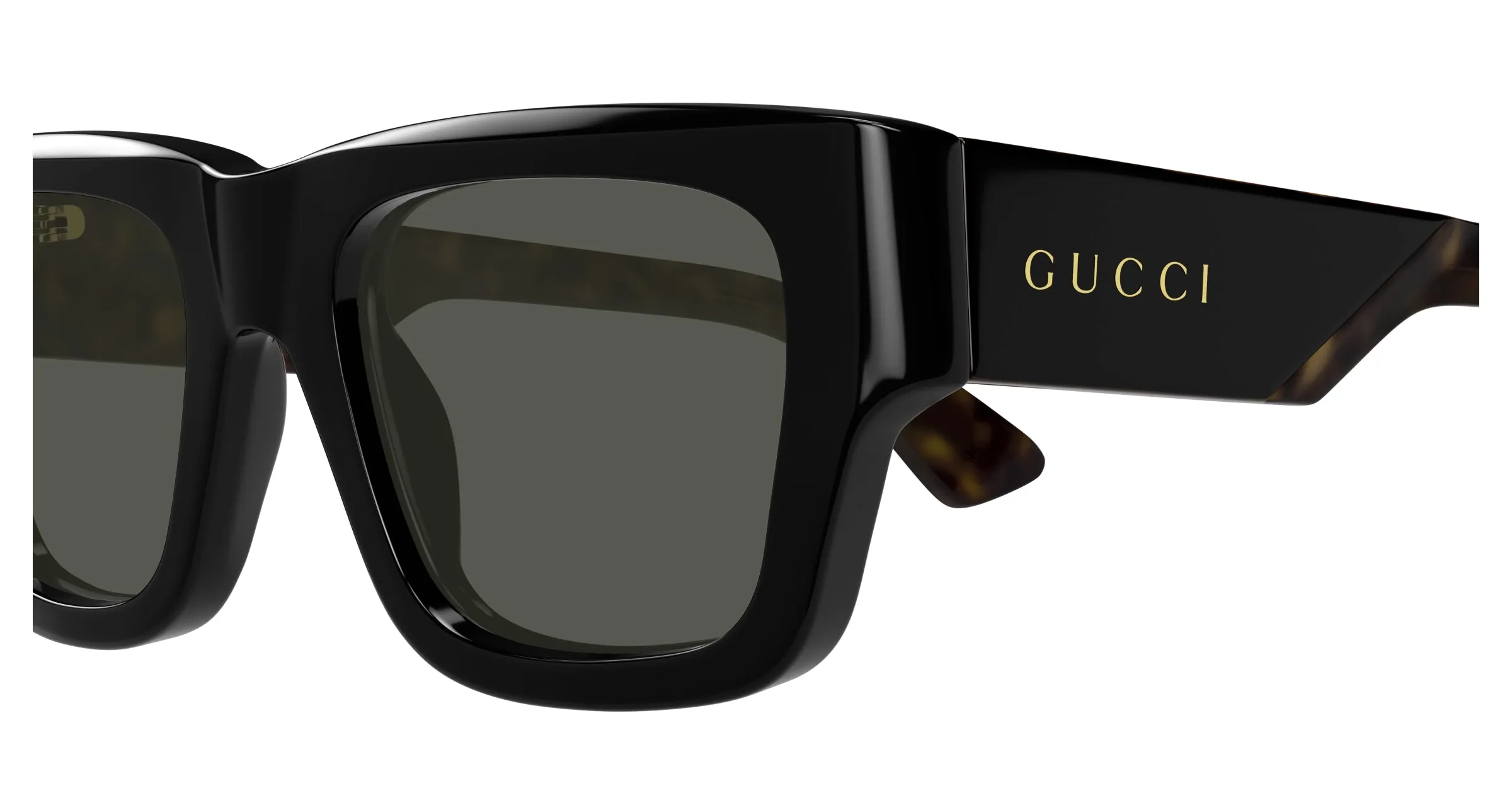 Gucci GG1668S 001 Occhiali da sole Acetato Nero Grigio Squadrata - immagine 3