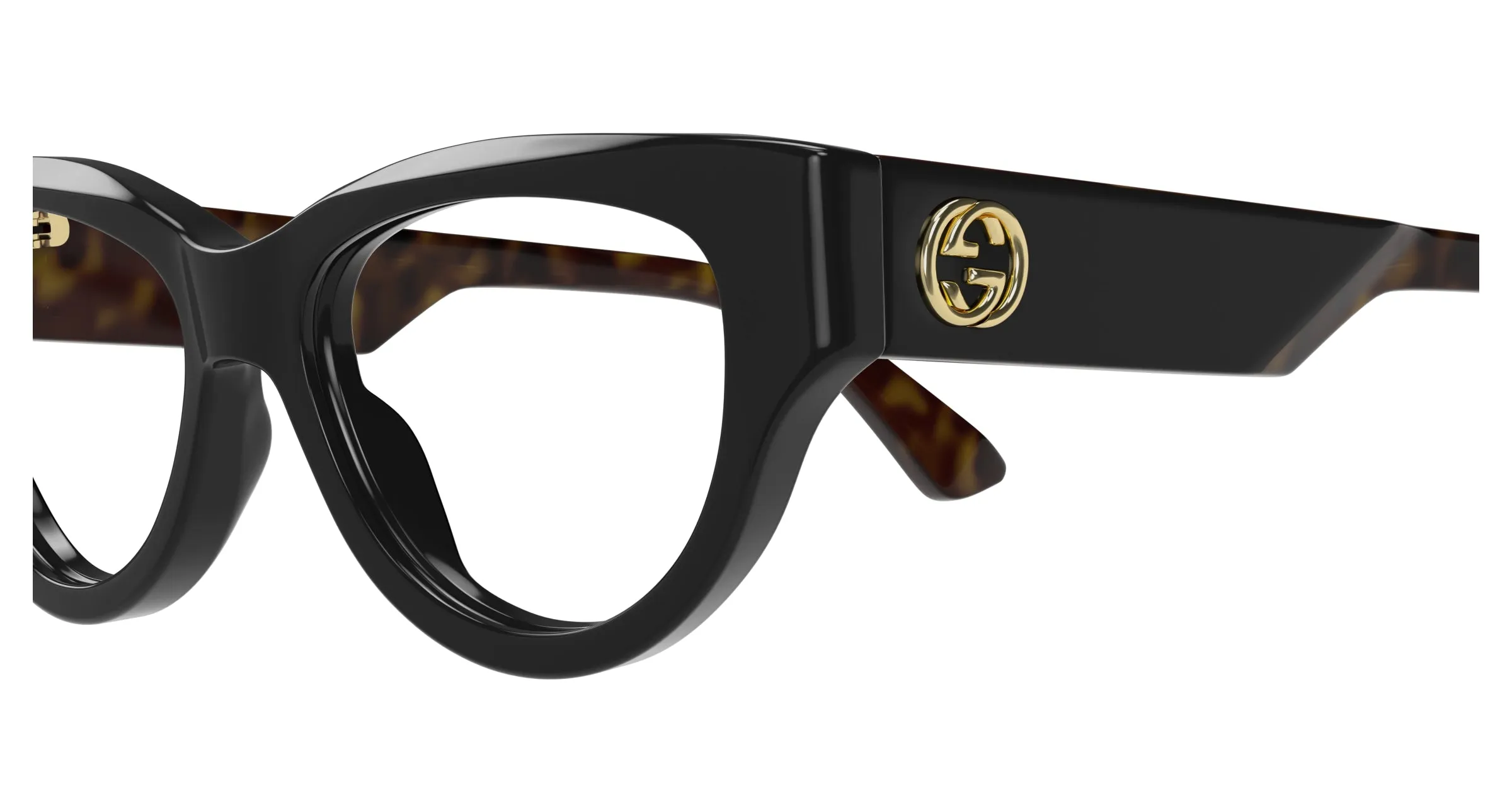 Gucci GG1665O 005 Montature da vista Acetato Nero Trasparente Cat Eye - immagine 3