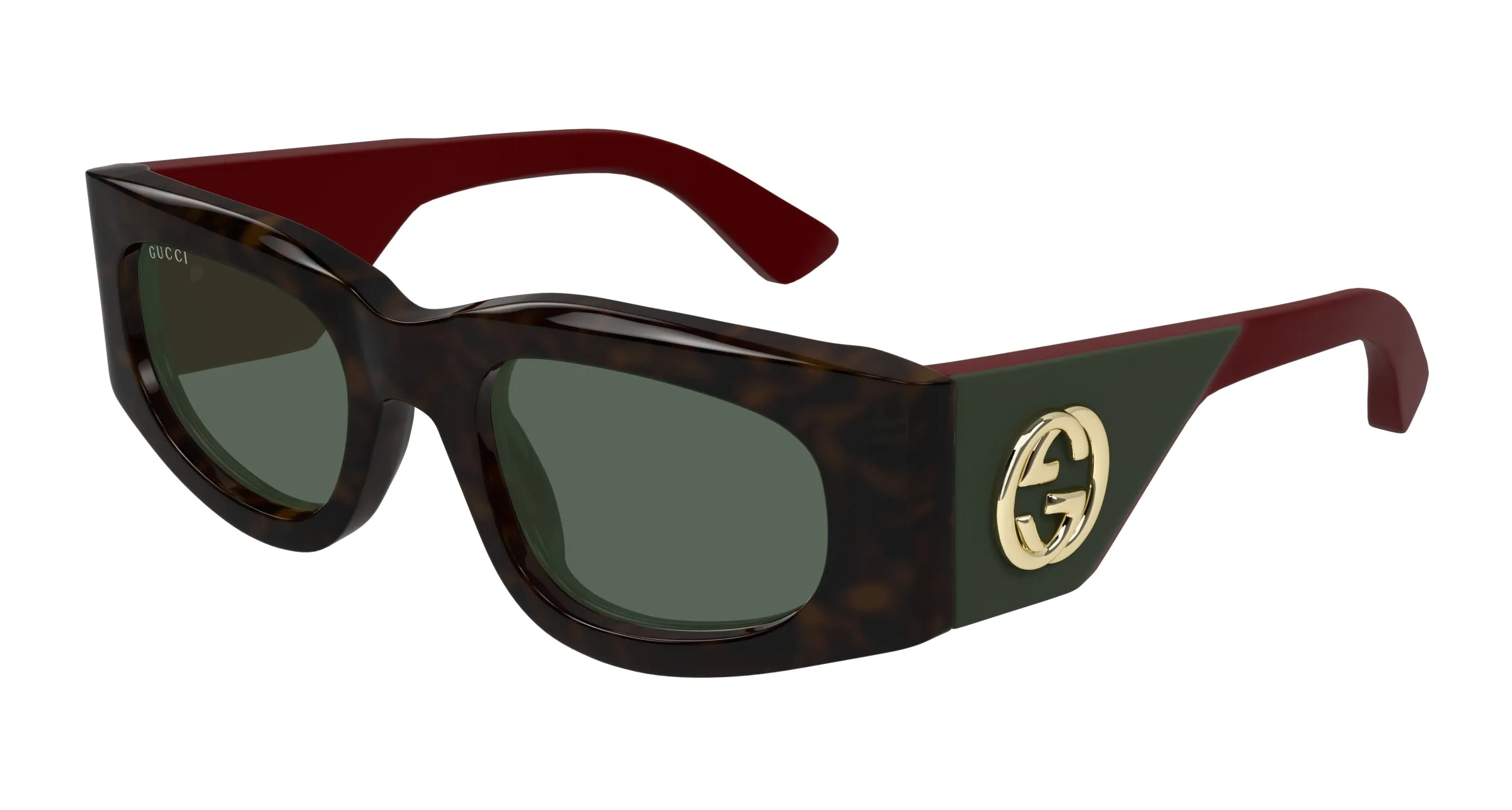 Gucci GG1664S 002 Occhiali da sole Acetato Havana Verde Squadrata - immagine 1