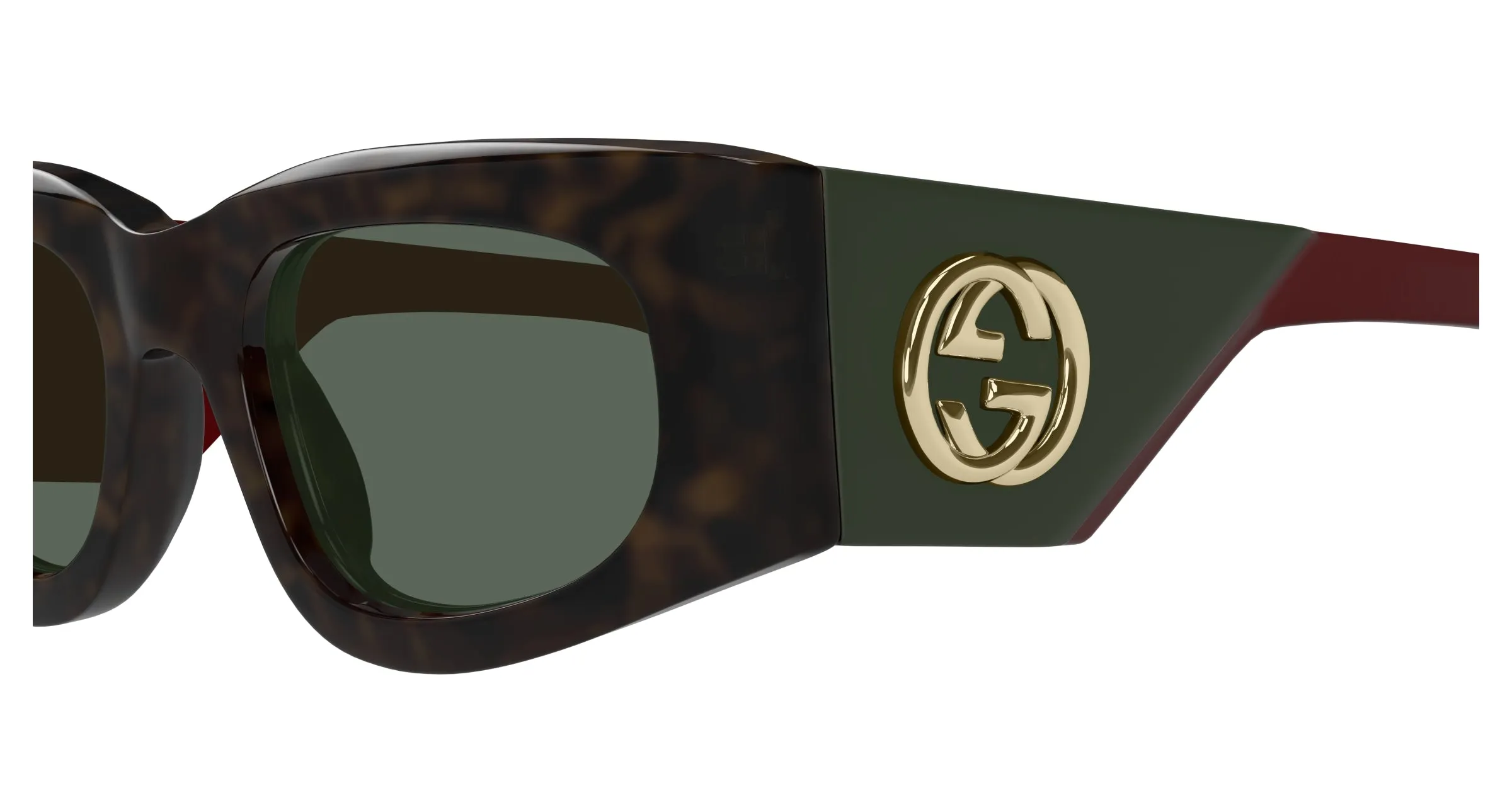 Gucci GG1664S 002 Occhiali da sole Acetato Havana Verde Squadrata - immagine 3