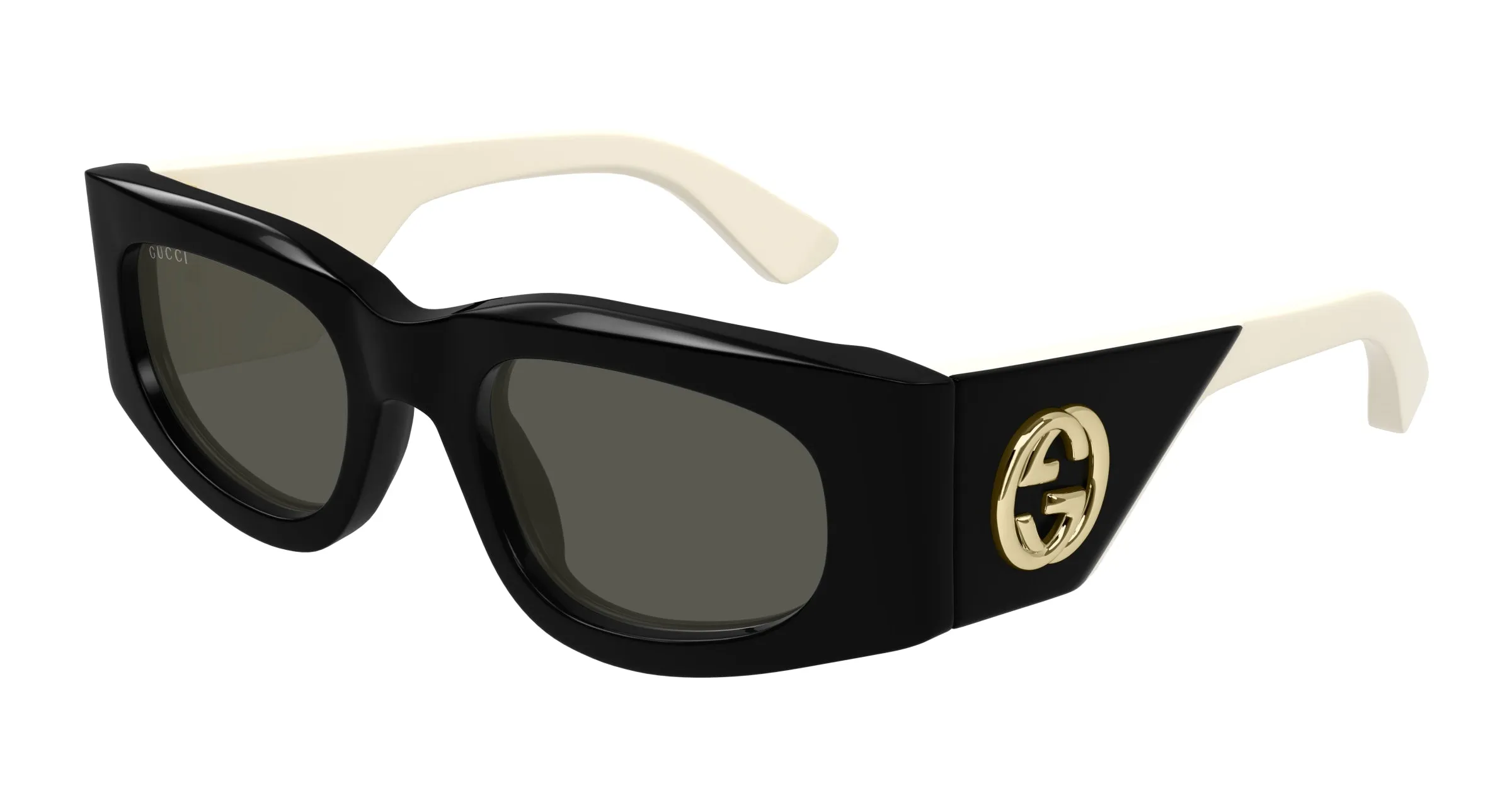 Gucci GG1664S 001 Occhiali da sole Acetato Nero Grigio Squadrata - immagine 1