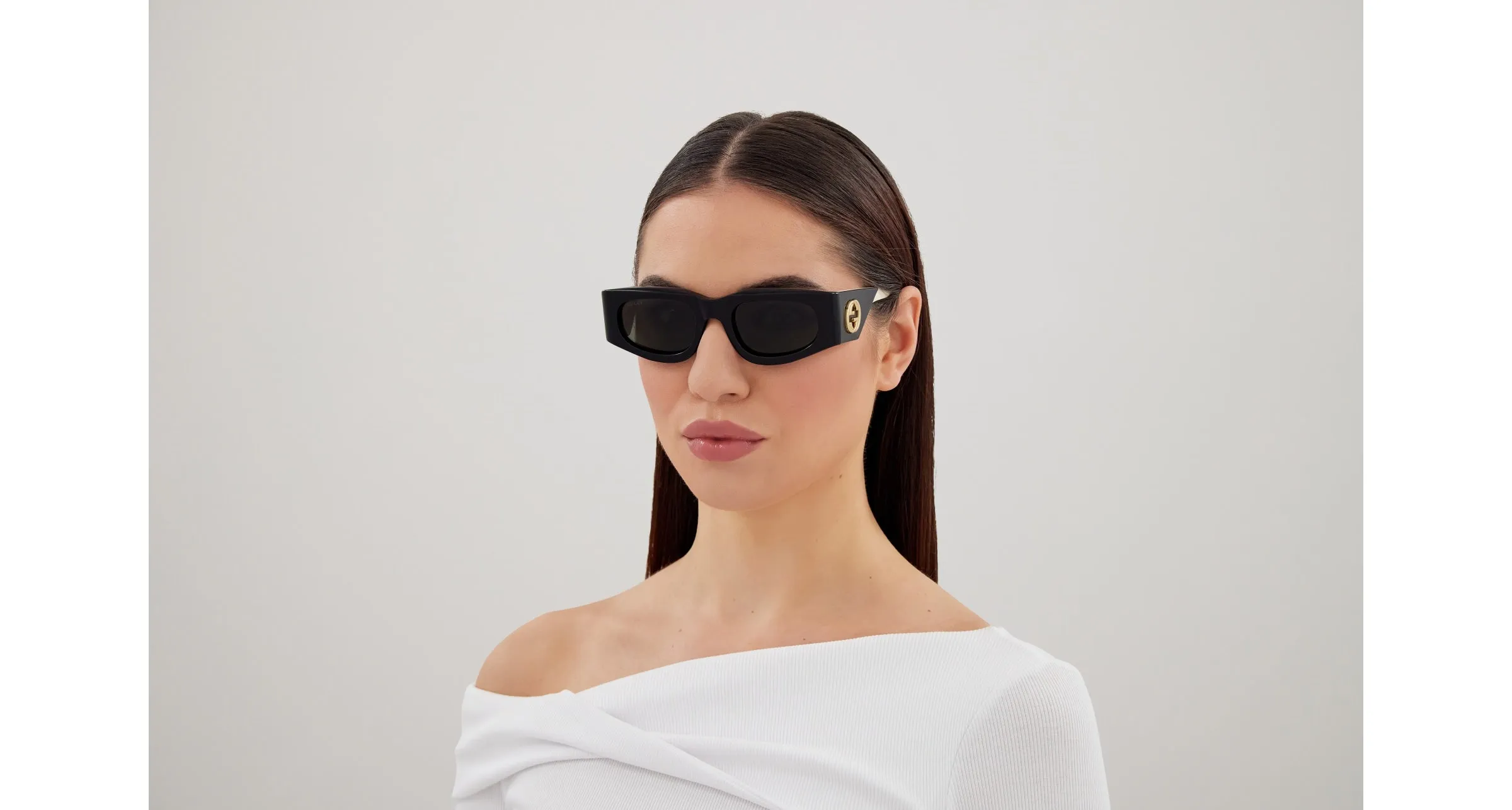 Gucci GG1664S 001 Occhiali da sole Acetato Nero Grigio Squadrata - immagine 4