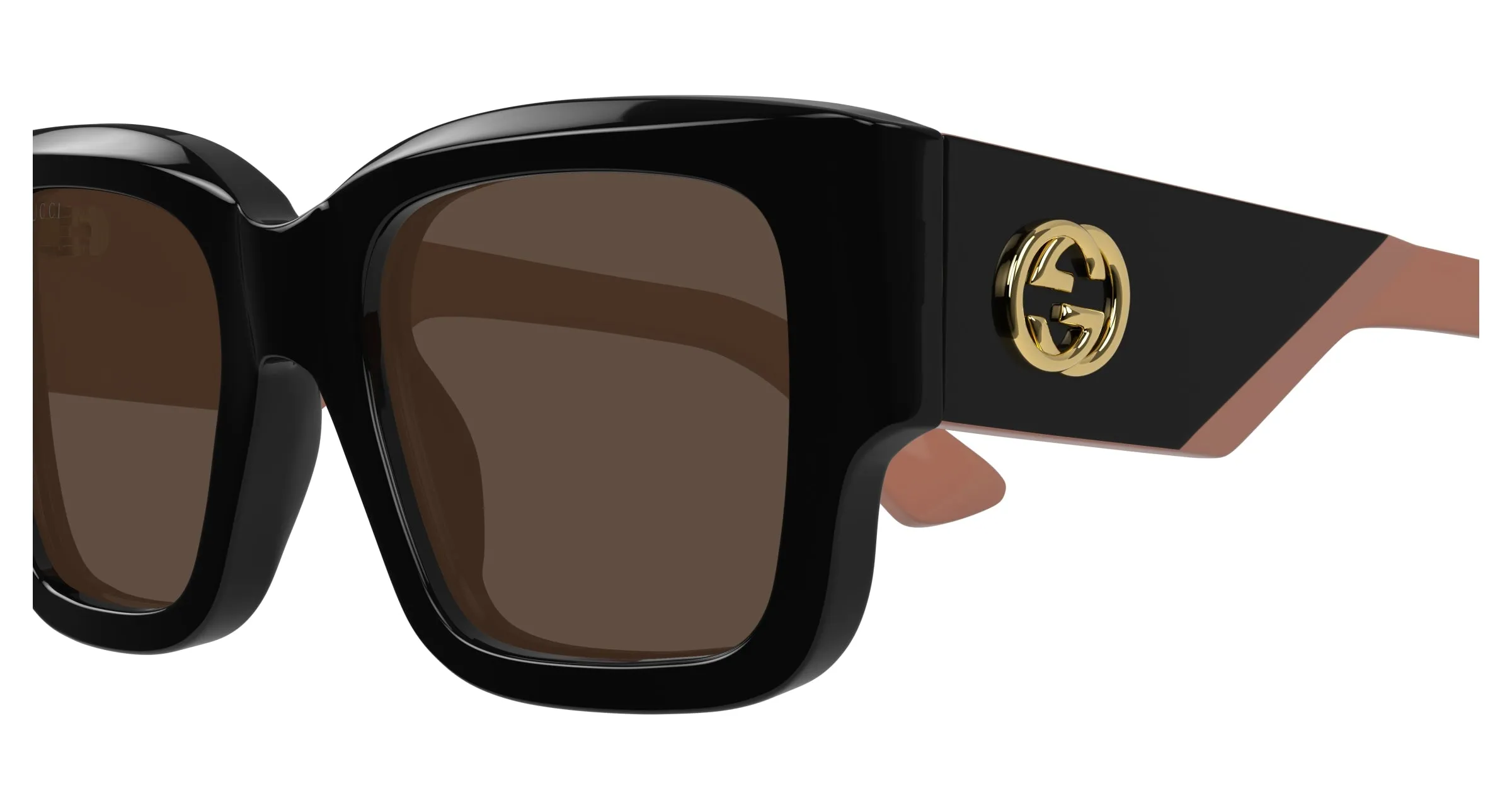 Gucci GG1663S 004 Occhiali da sole Acetato Nero Marrone Squadrata - immagine 3