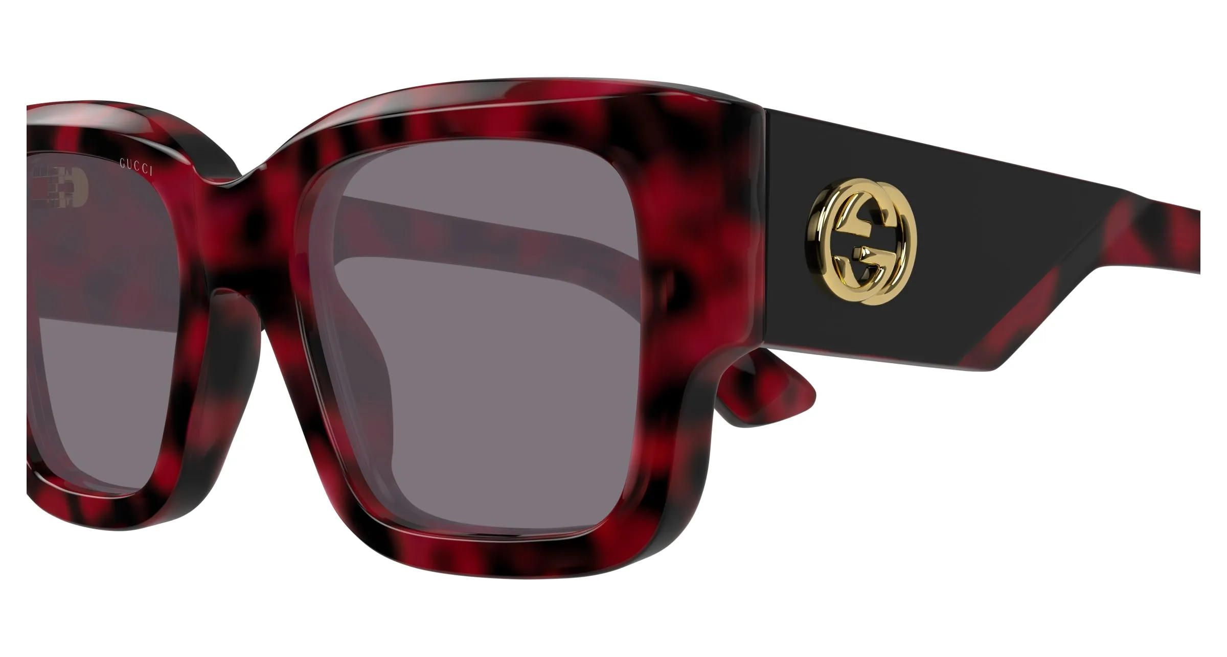 Gucci GG1663S 003 Occhiali da sole Acetato Havana Viola Squadrata - immagine 3