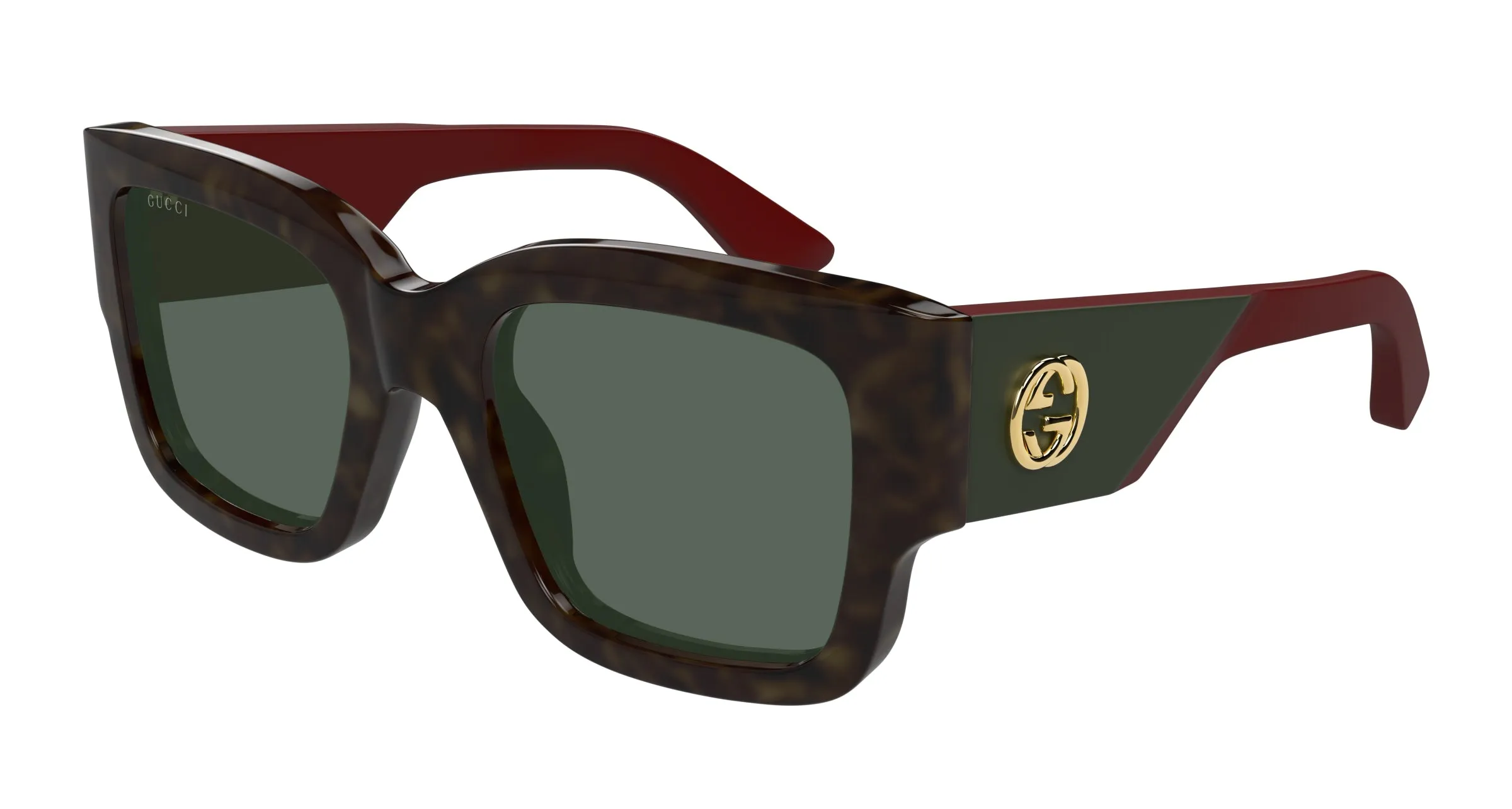 Gucci GG1663S 002 Occhiali da sole Acetato Havana Verde Squadrata - immagine 1