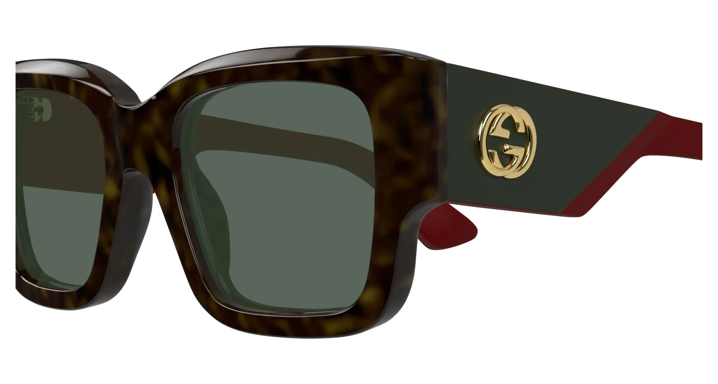 Gucci GG1663S 002 Occhiali da sole Acetato Havana Verde Squadrata - immagine 3