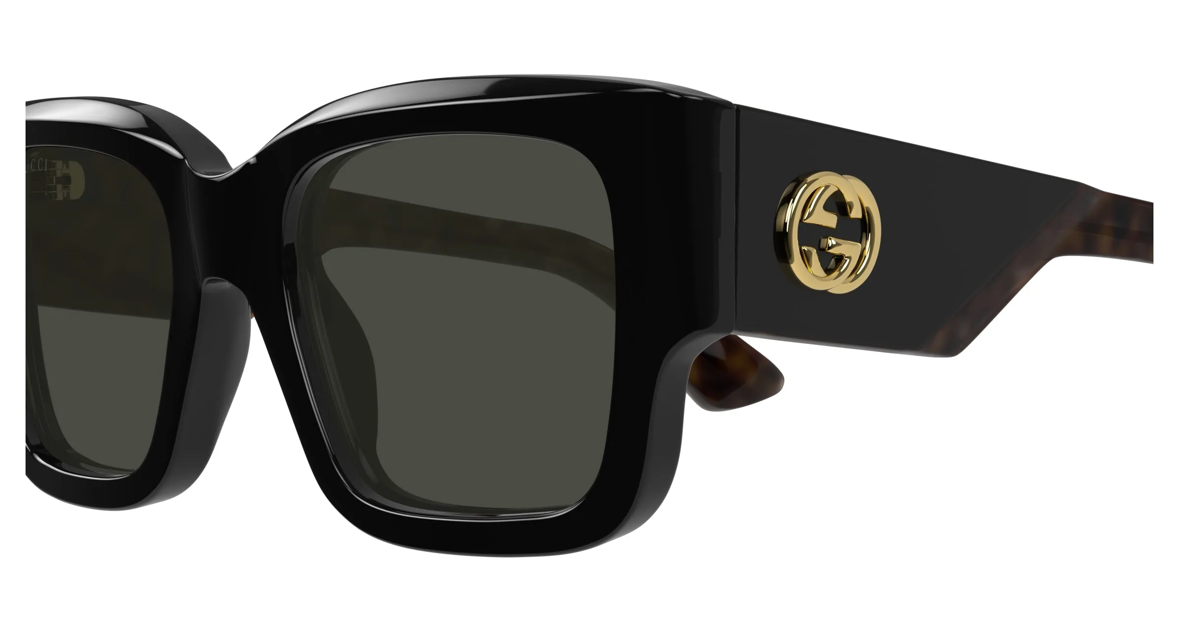 Gucci GG1663S 001 Occhiali da sole Acetato Nero Grigio Squadrata - immagine 3