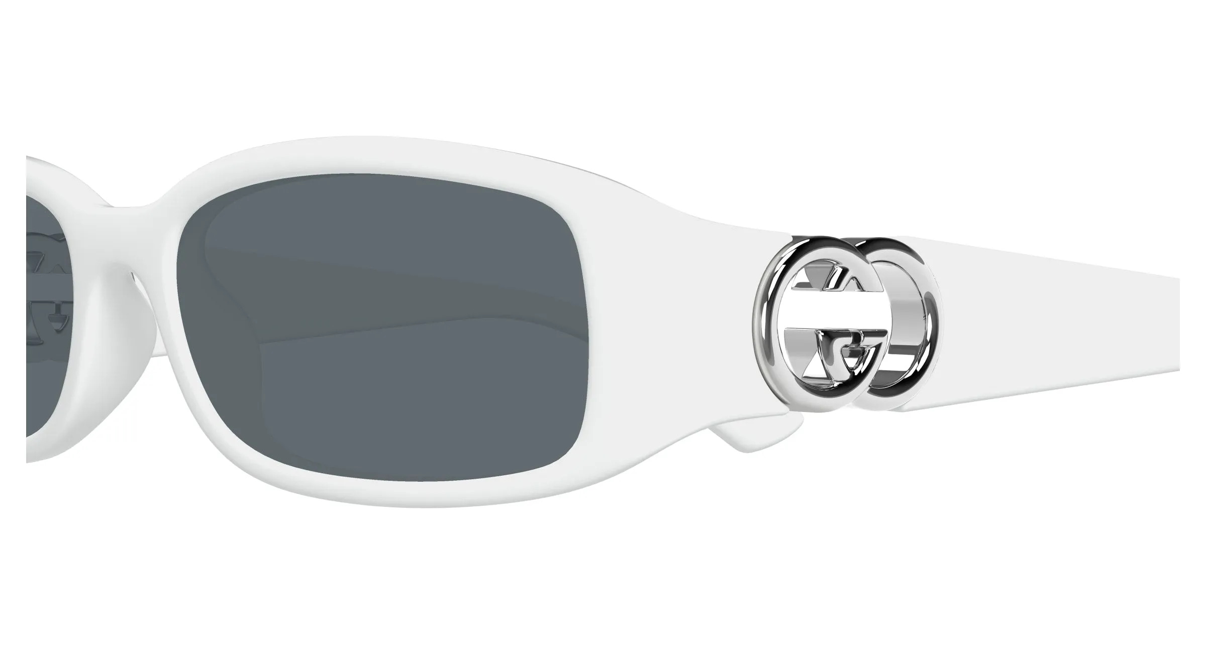 Gucci GG1661S 003 Occhiali da sole Iniettato Bianco Grigio Squadrata - immagine 3