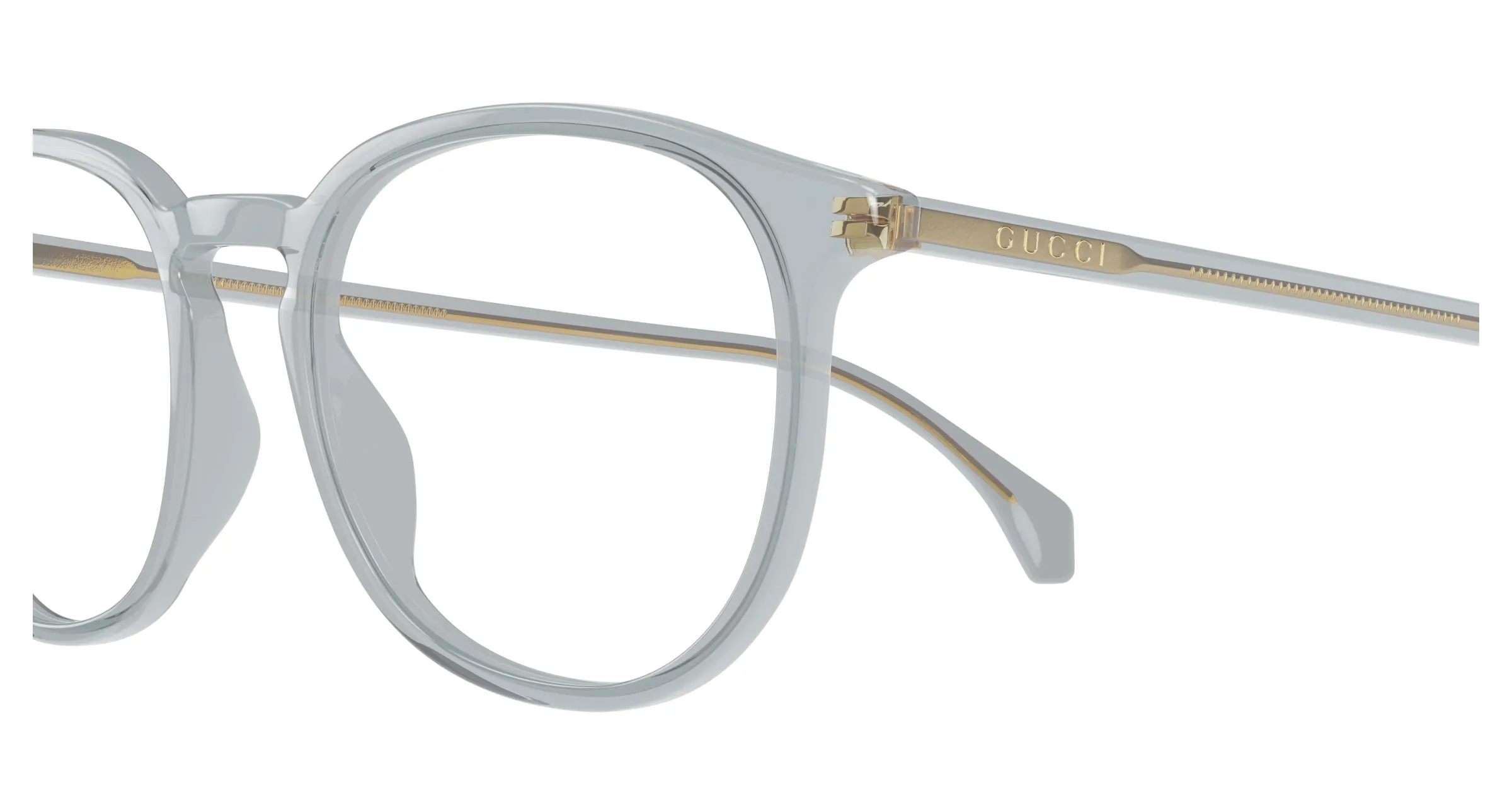 Gucci GG0551O 014 Montature da vista Acetato Grigio Trasparente Rotonda - immagine 3