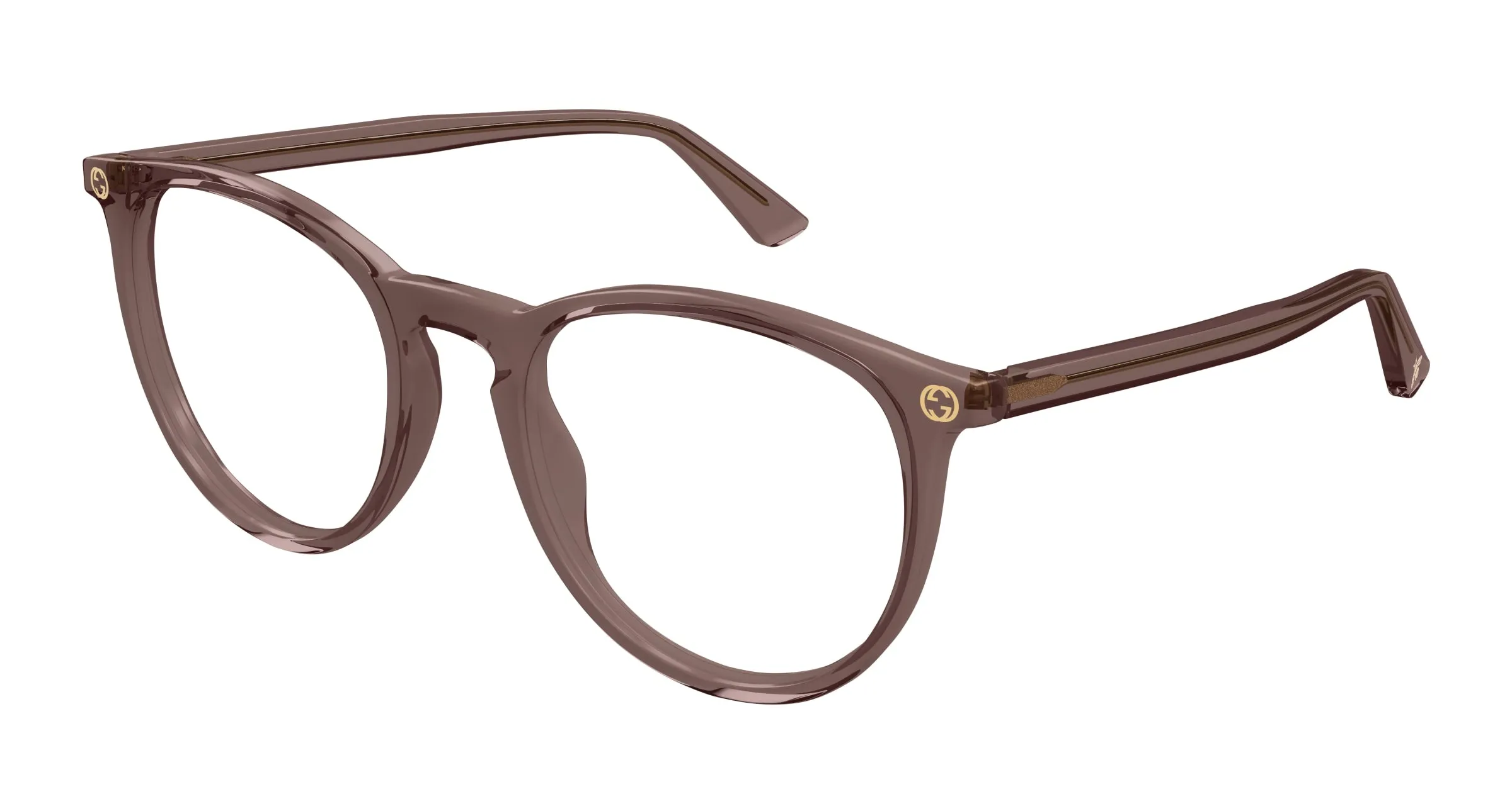Gucci GG0027O 012 Montature da vista Acetato Marrone Trasparente Rotonda - immagine 1