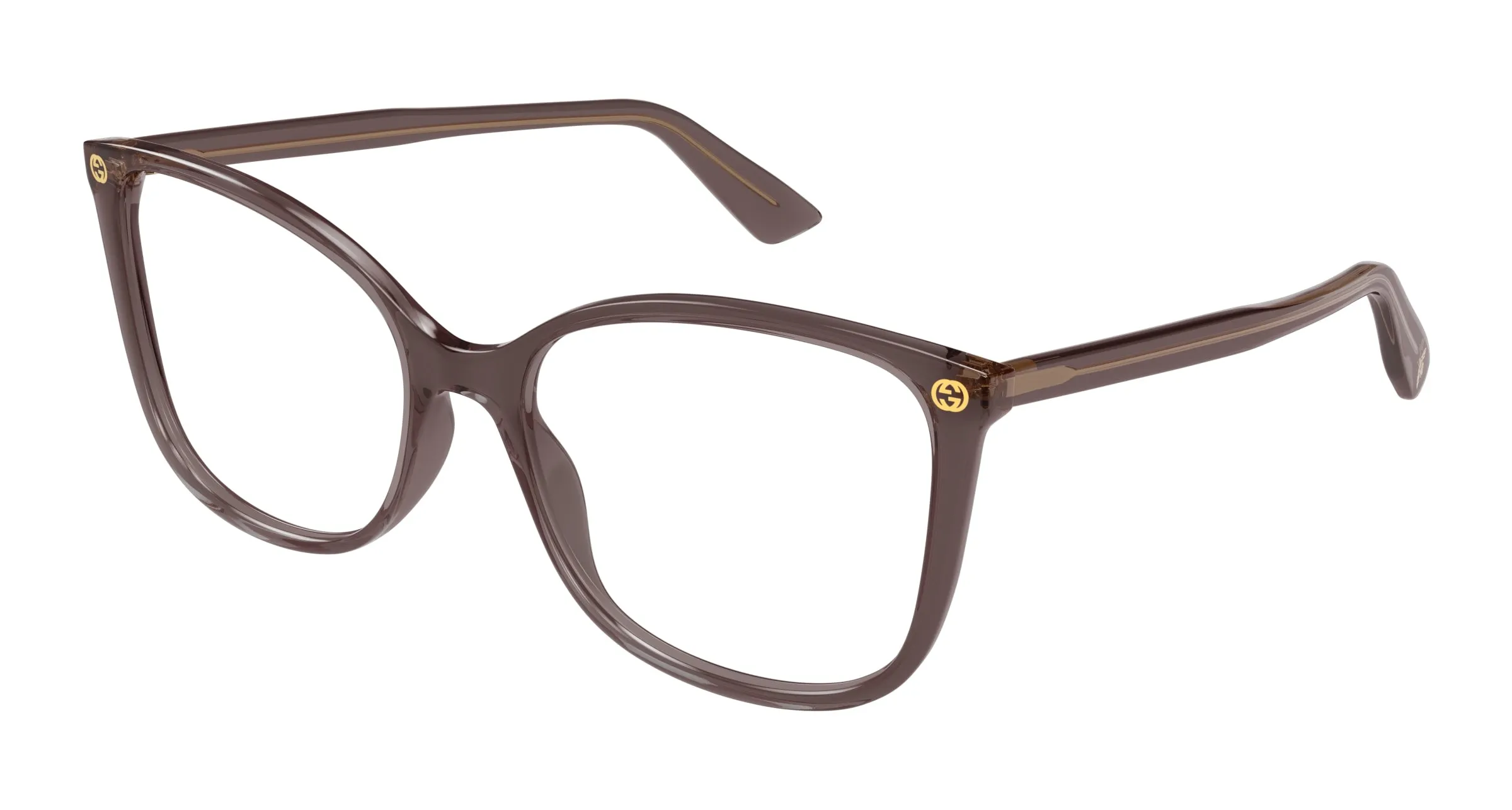 Gucci GG0026O 019 Montature da vista Acetato Marrone Trasparente Cat Eye - immagine 1
