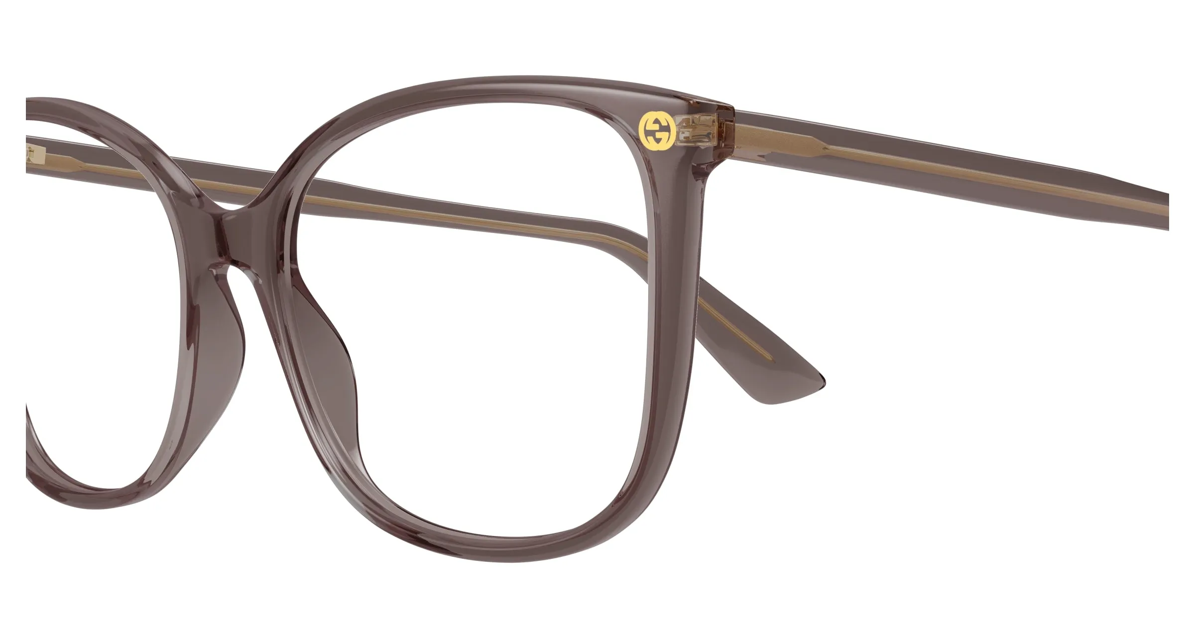 Gucci GG0026O 019 Montature da vista Acetato Marrone Trasparente Cat Eye - immagine 3