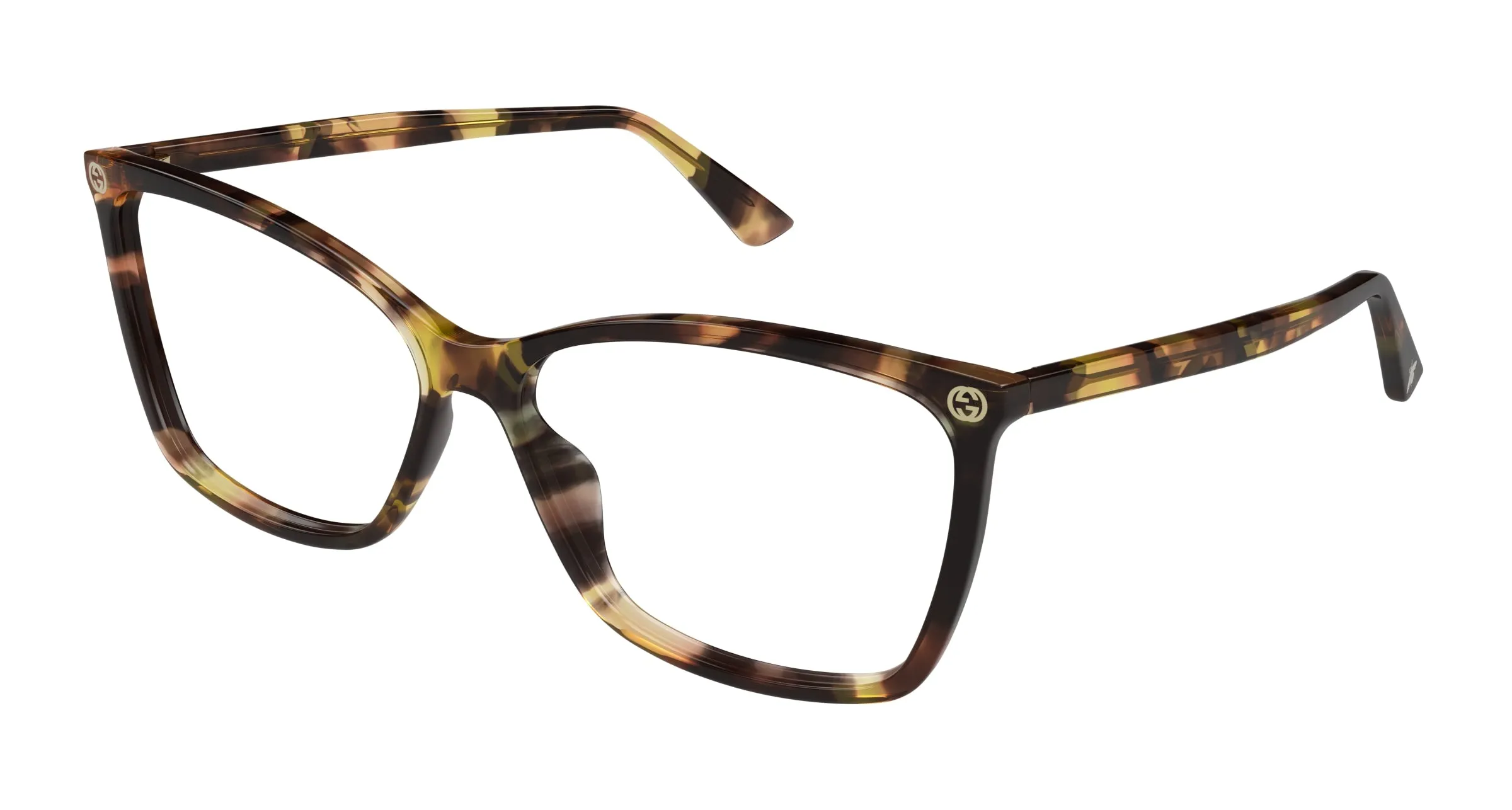 Gucci GG0025O 016 Montature da vista Acetato Havana Trasparente Cat Eye - immagine 1