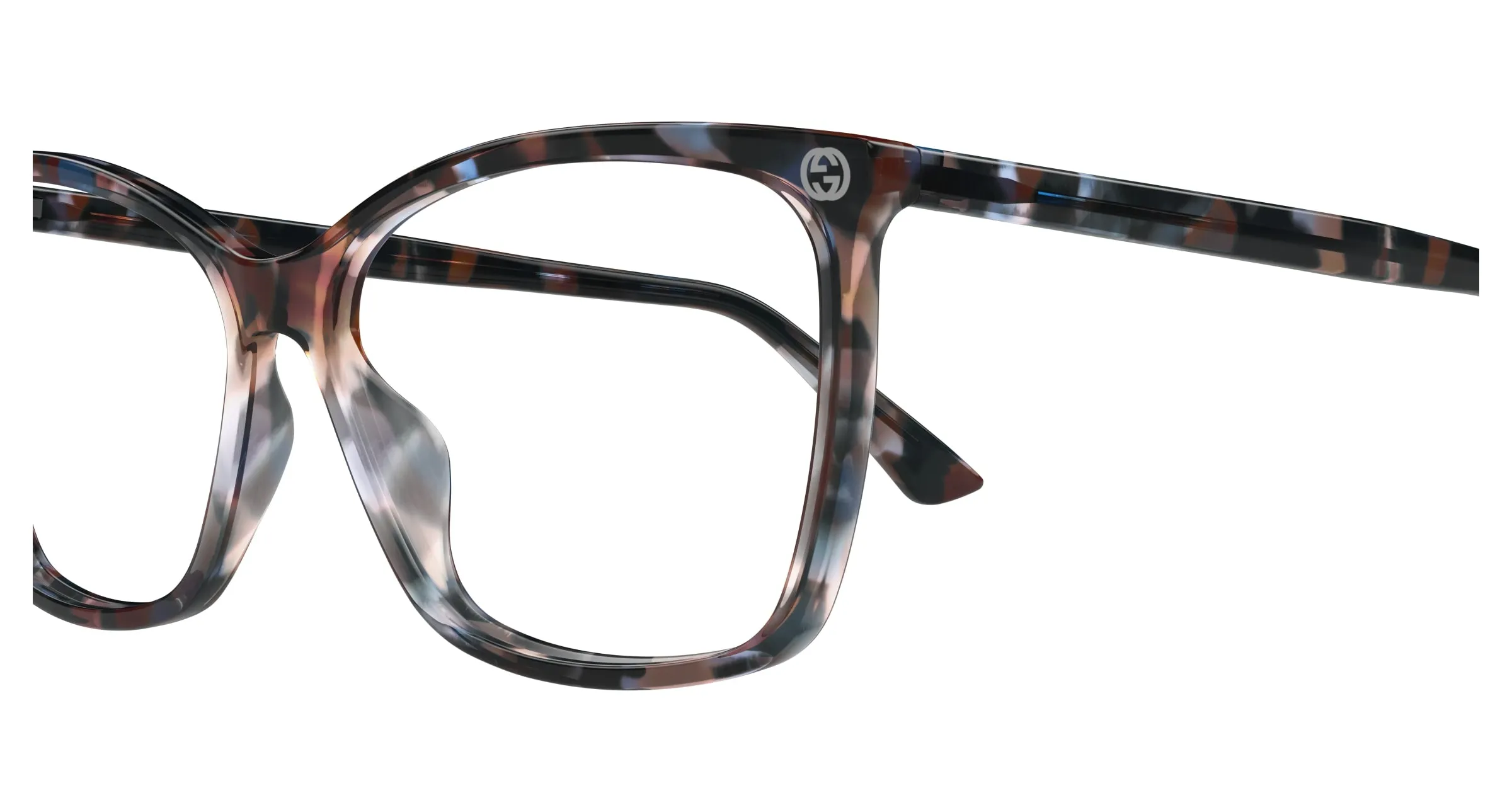 Gucci GG0025O 015 Montature da vista Acetato Havana Trasparente Cat Eye - immagine 3