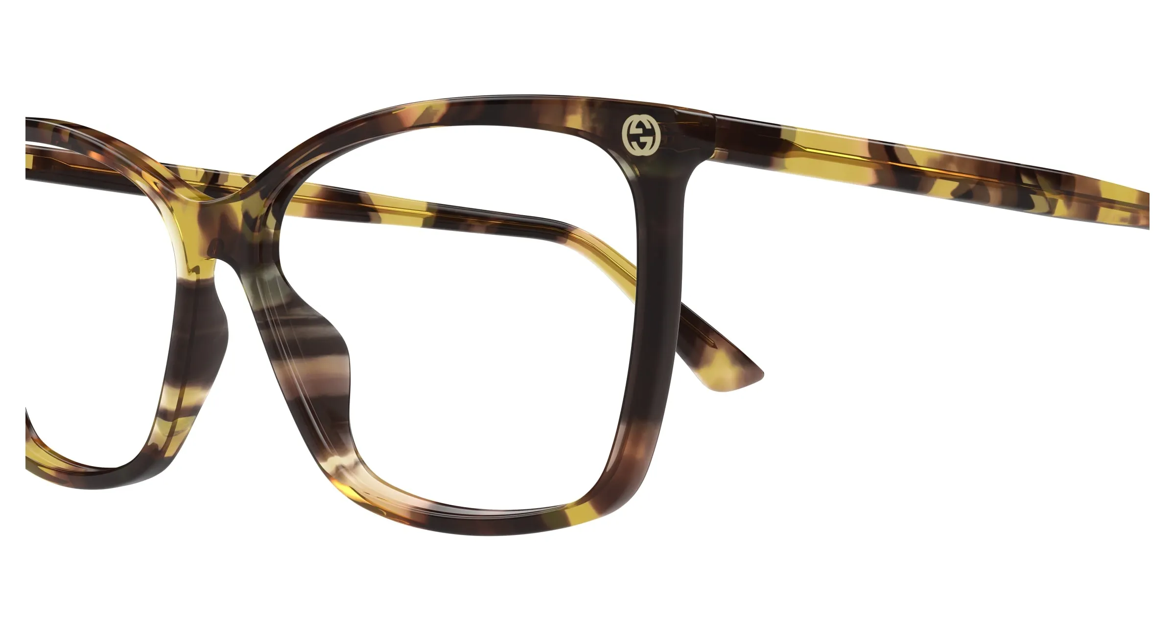 Gucci GG0025O 014 Montature da vista Acetato Havana Trasparente Cat Eye - immagine 3