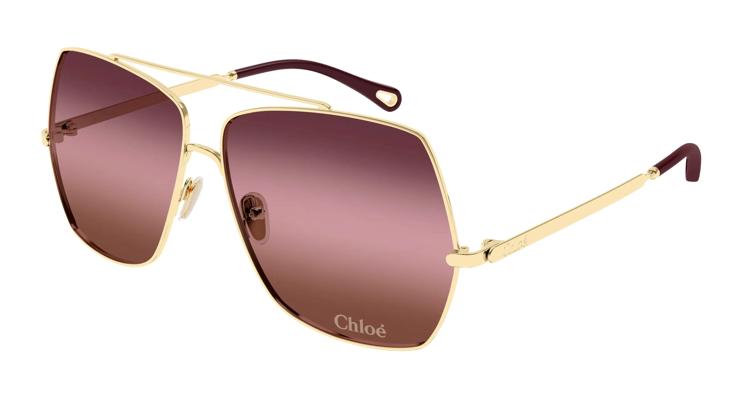 Chloé CH0278S 003 Occhiali da sole Metallo Oro Rosso Squadrata - immagine 1