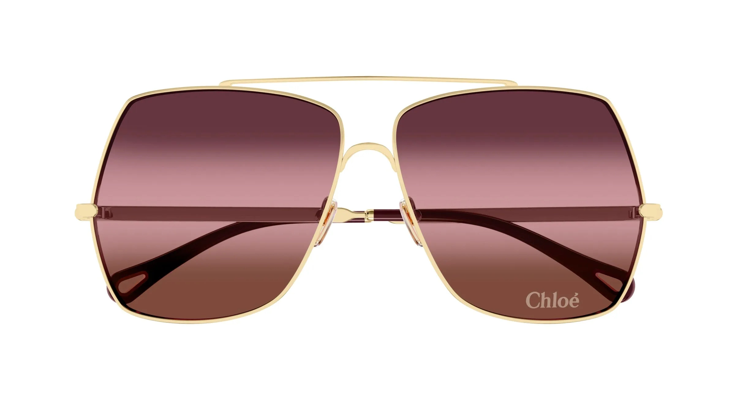 Chloé CH0278S 003 Occhiali da sole Metallo Oro Rosso Squadrata - immagine 2