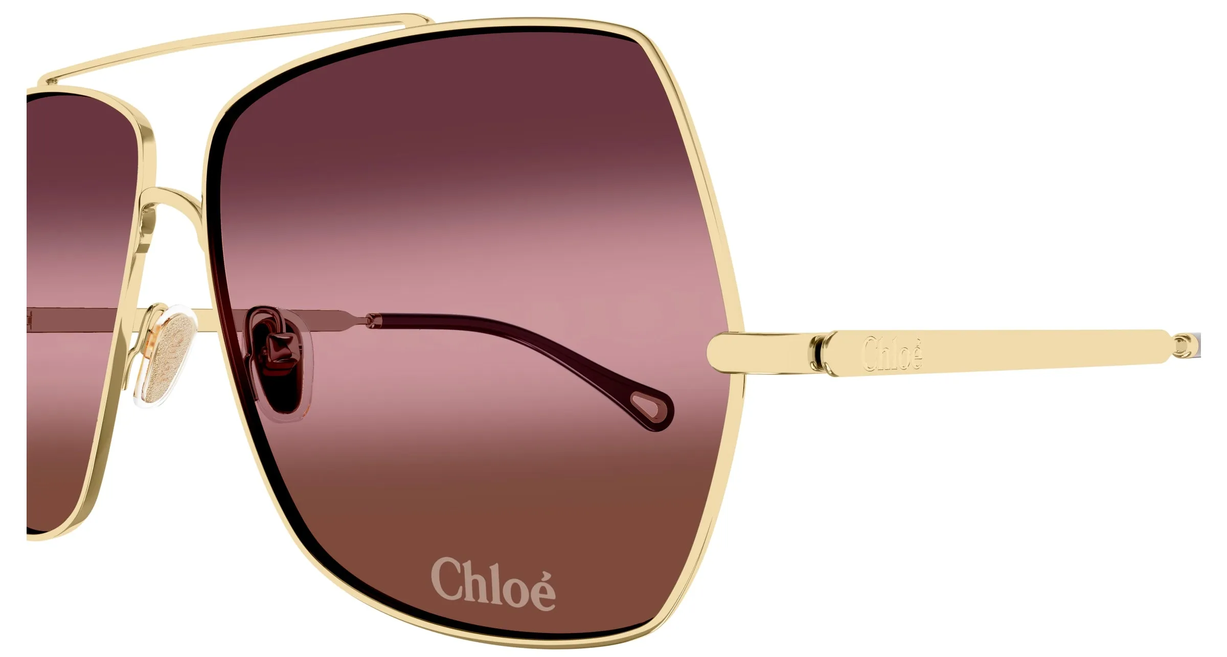 Chloé CH0278S 003 Occhiali da sole Metallo Oro Rosso Squadrata - immagine 3