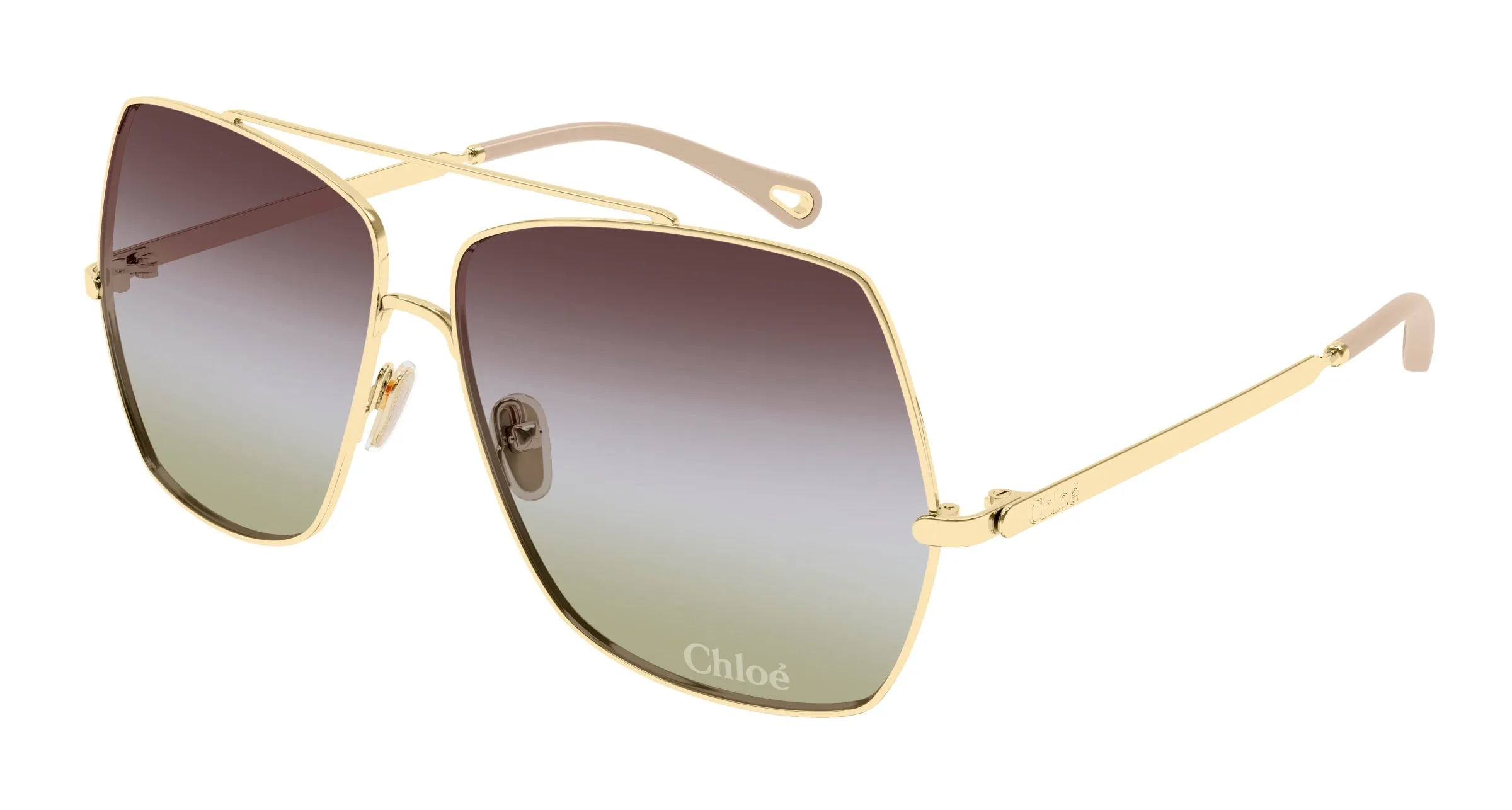 Chloé CH0278S 002 Occhiali da sole Metallo Oro Verde Squadrata - immagine 1
