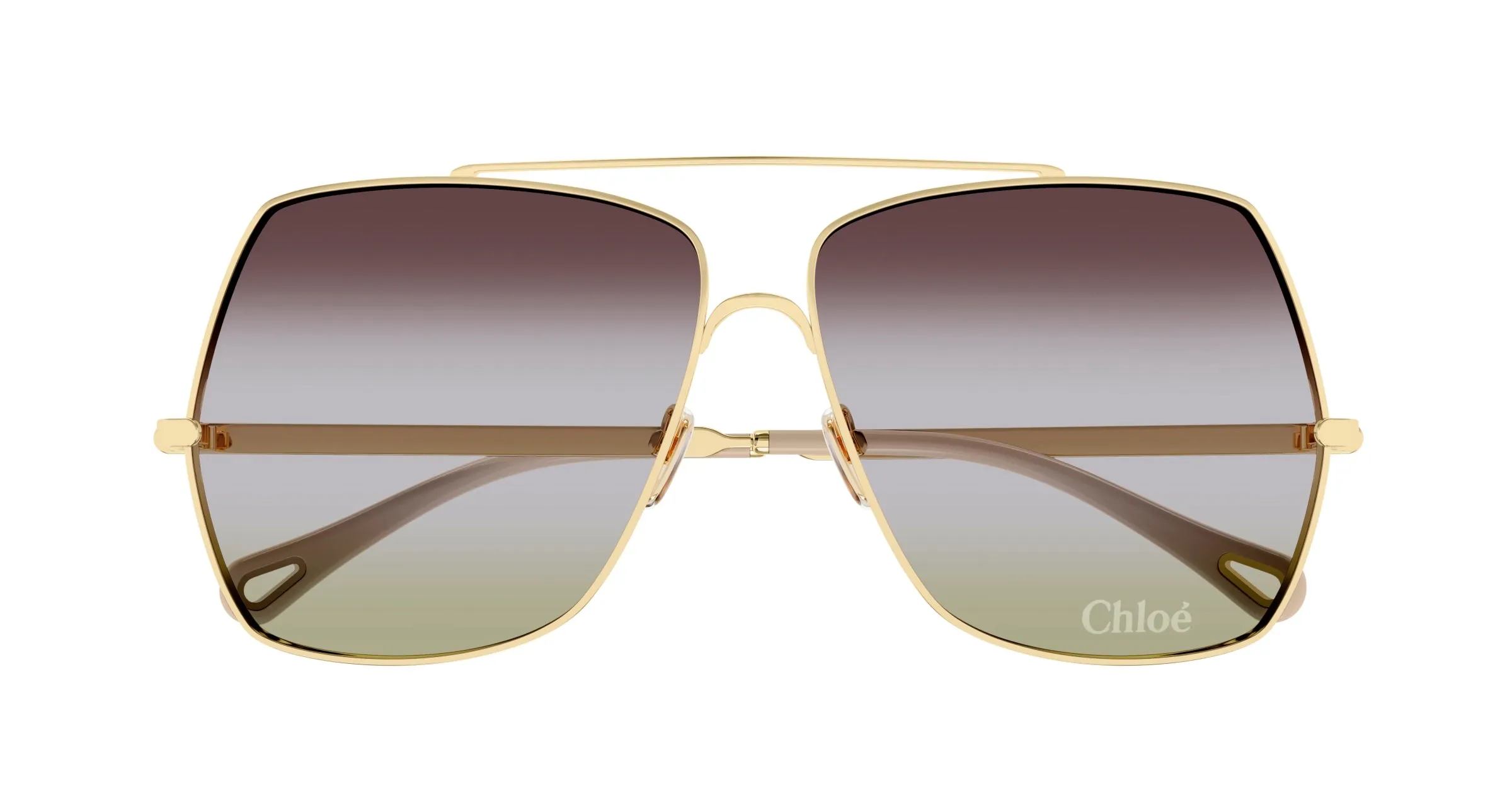 Chloé CH0278S 002 Occhiali da sole Metallo Oro Verde Squadrata - immagine 2