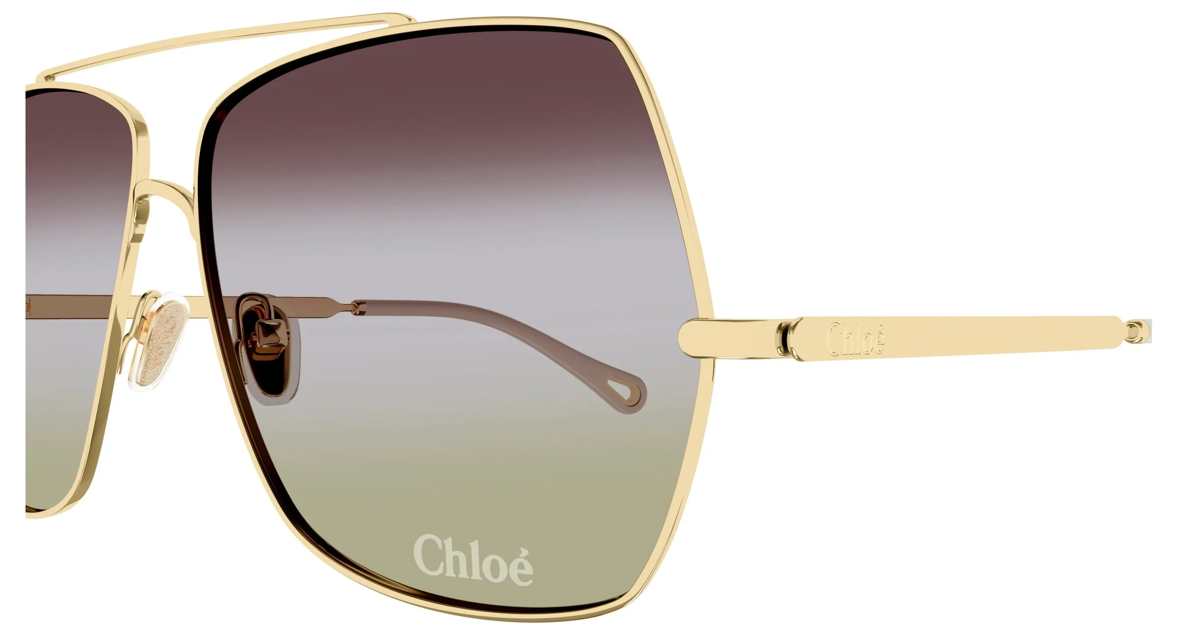 Chloé CH0278S 002 Occhiali da sole Metallo Oro Verde Squadrata - immagine 3