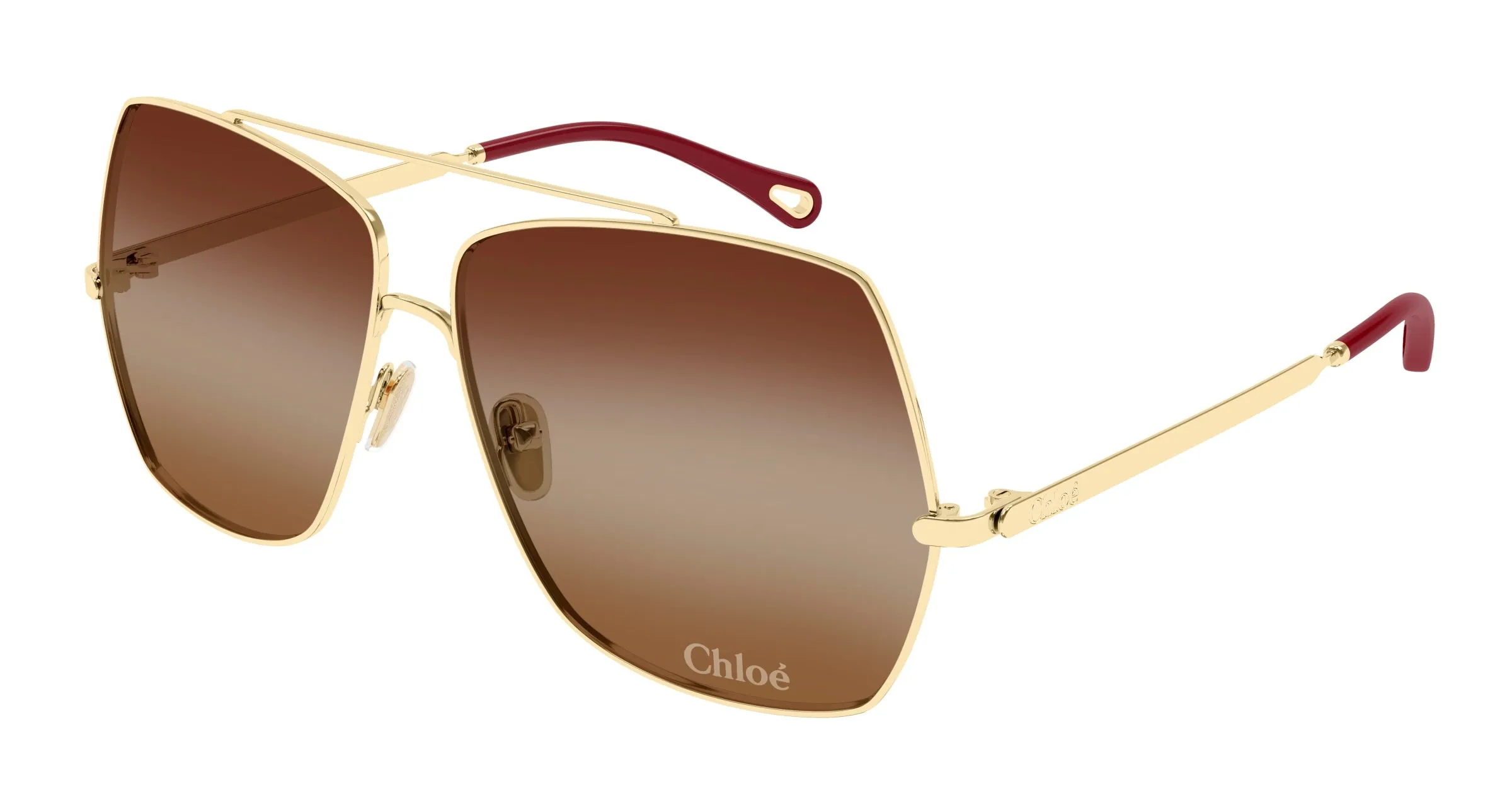 Chloé CH0278S 001 Occhiali da sole Metallo Oro Marrone Squadrata - immagine 1