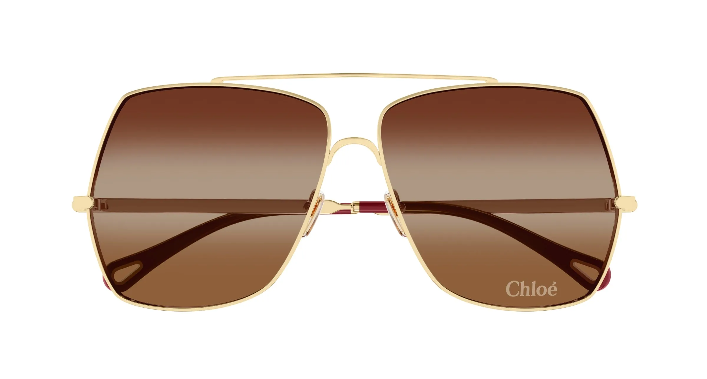 Chloé CH0278S 001 Occhiali da sole Metallo Oro Marrone Squadrata - immagine 2