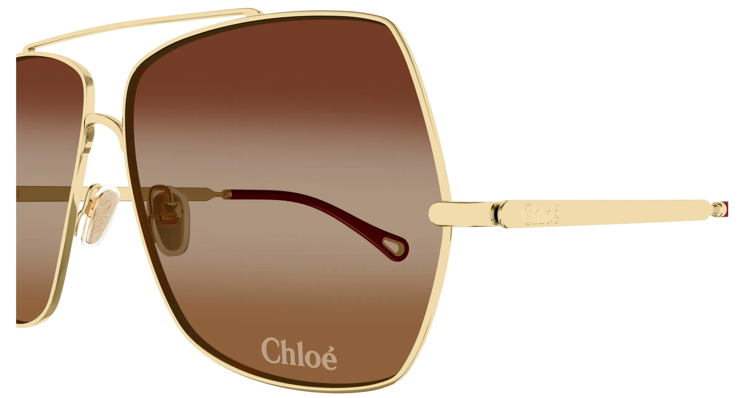 Chloé CH0278S 001 Occhiali da sole Metallo Oro Marrone Squadrata - immagine 3