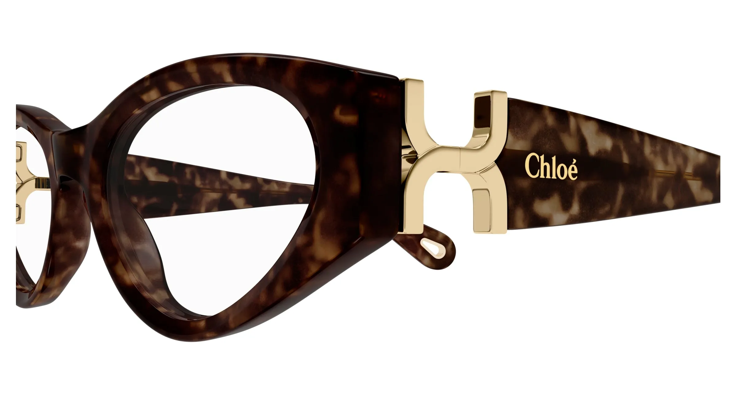 Chloé CH0273O 002 Montature da vista Acetato Havana Trasparente Cat Eye - immagine 3