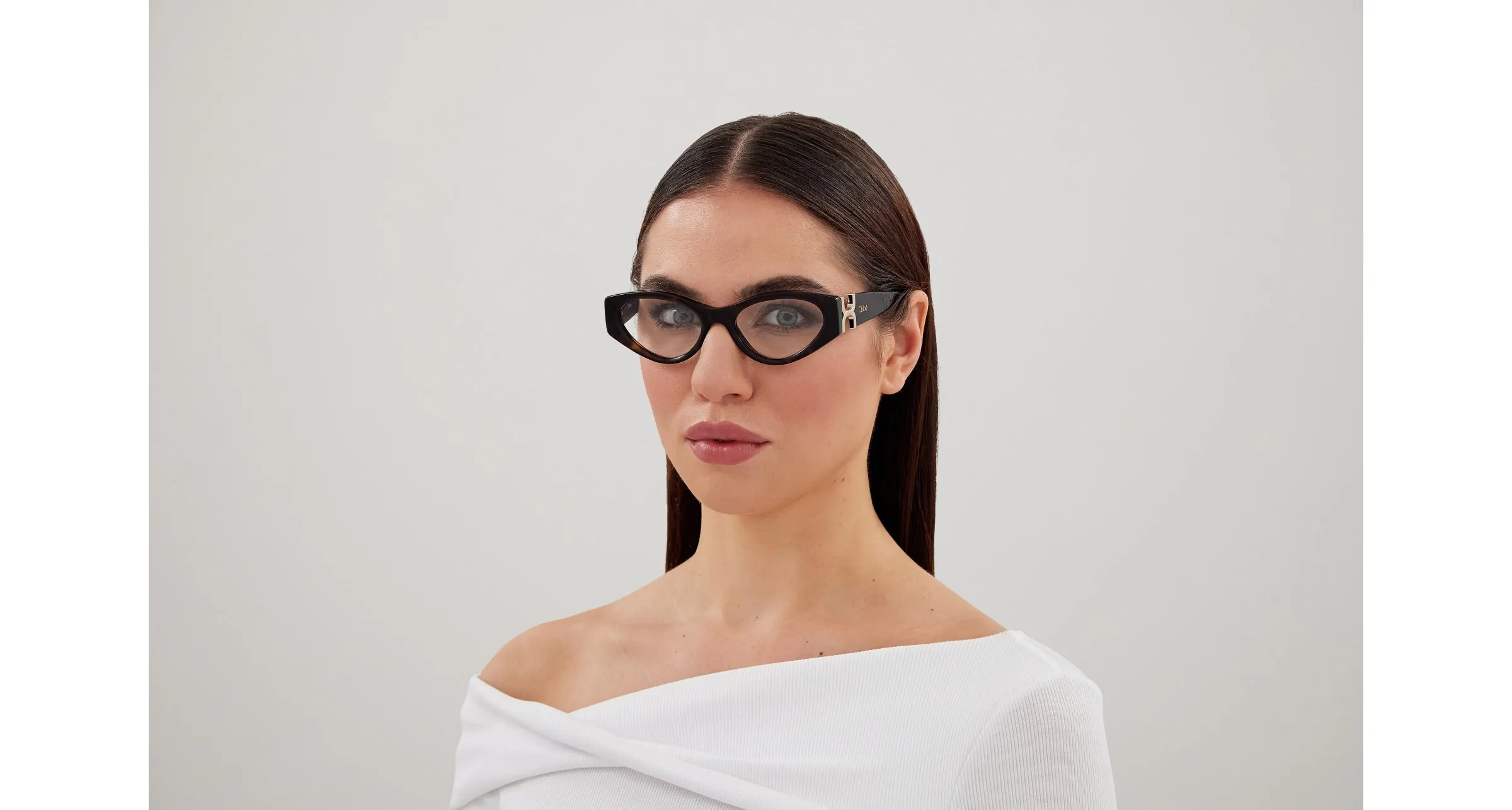 Chloé CH0273O 002 Montature da vista Acetato Havana Trasparente Cat Eye - immagine 4