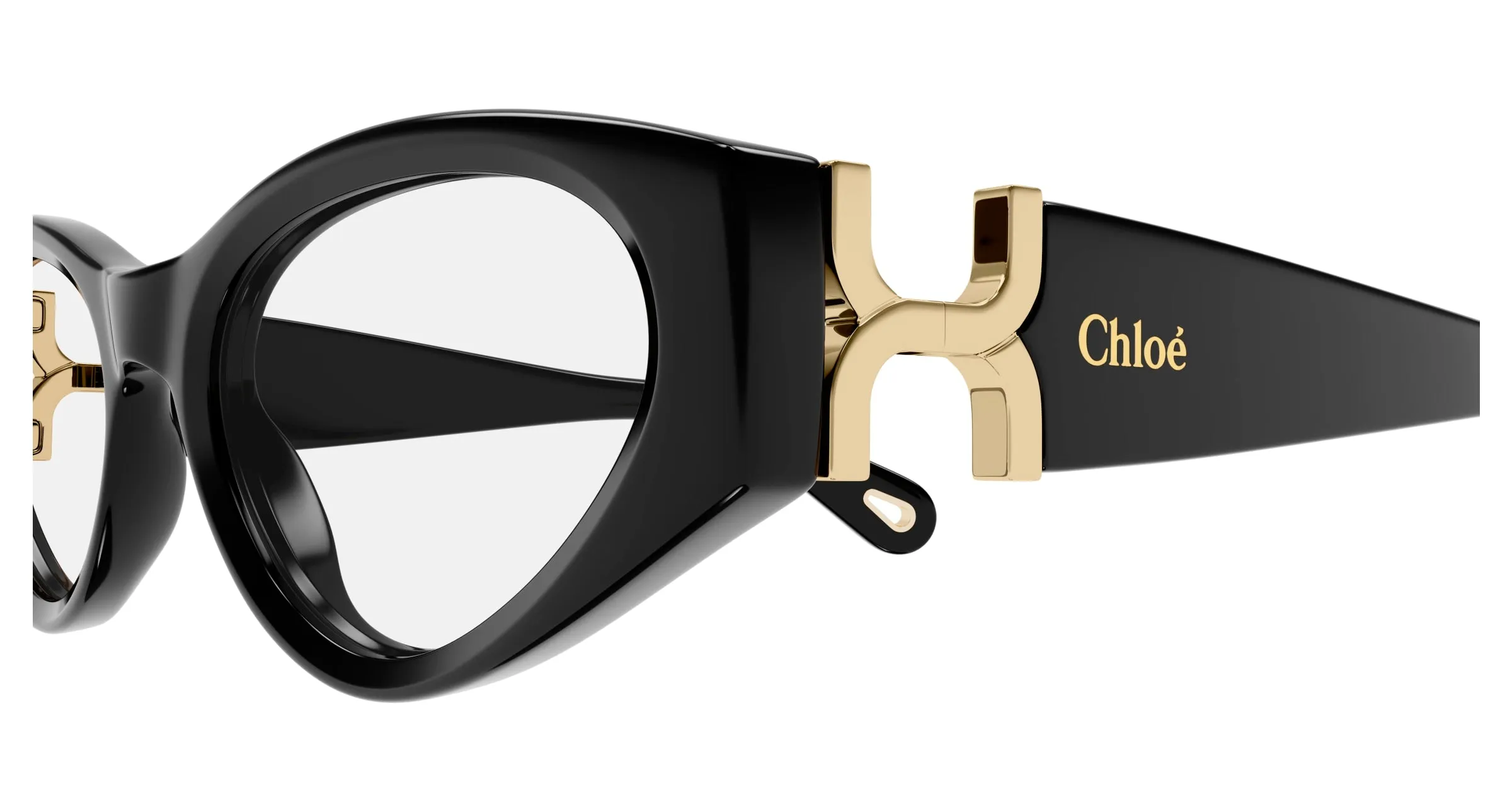 Chloé CH0273O 001 Montature da vista Acetato Nero Trasparente Cat Eye - immagine 3