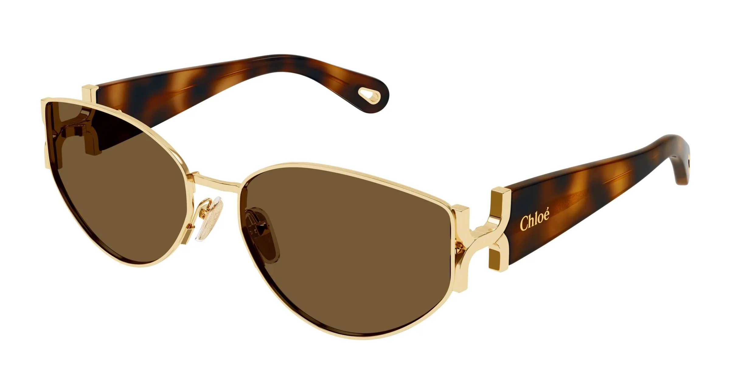 Chloé CH0260S 002 Occhiali da sole Metallo Oro Marrone Rotonda - immagine 1