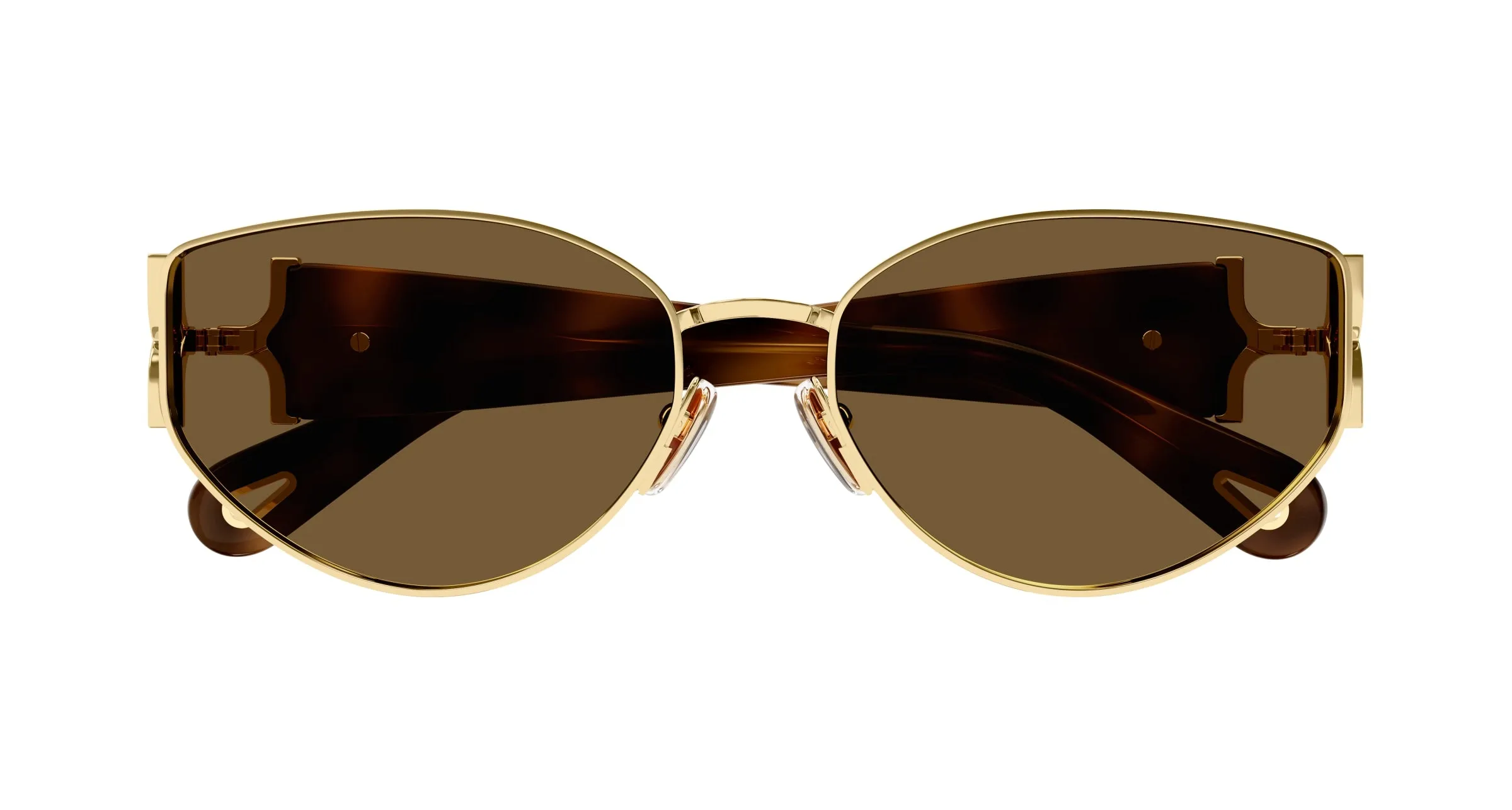 Chloé CH0260S 002 Occhiali da sole Metallo Oro Marrone Rotonda - immagine 2