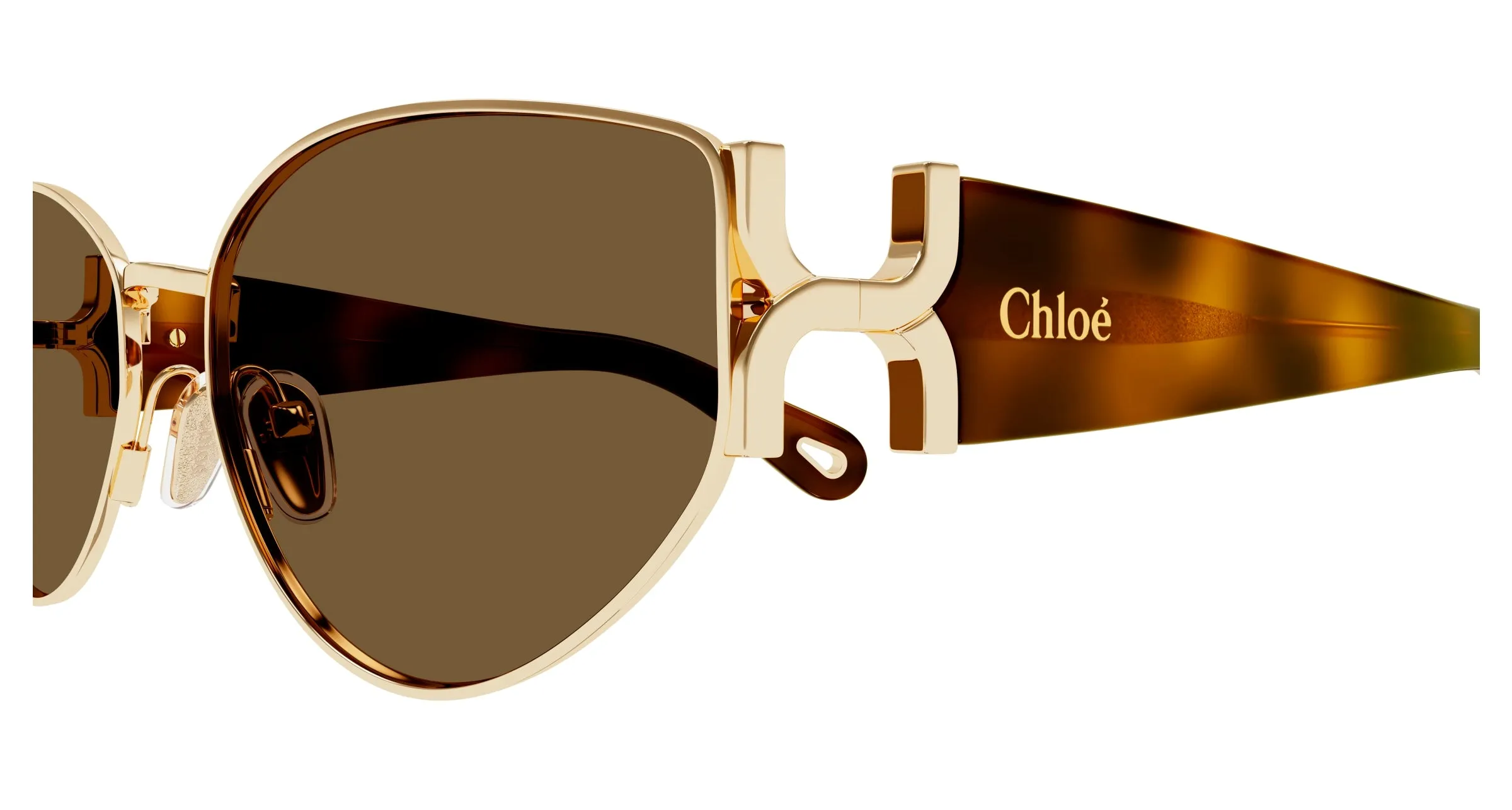 Chloé CH0260S 002 Occhiali da sole Metallo Oro Marrone Rotonda - immagine 3