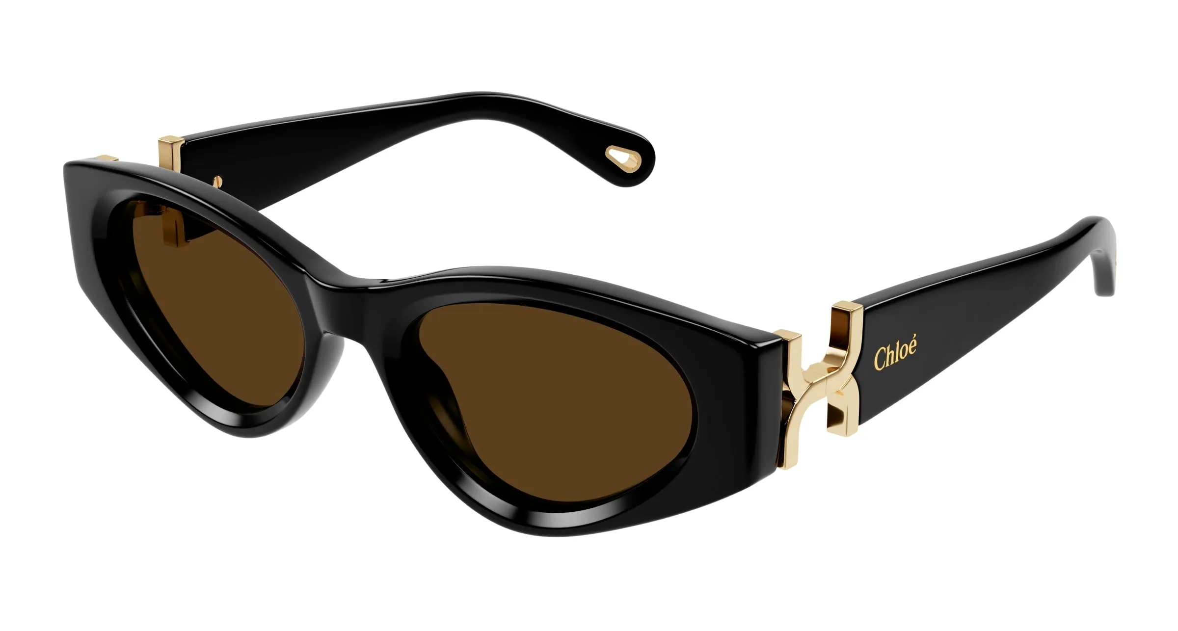 Chloé CH0259S 001 Occhiali da sole Acetato Nero Marrone Cat Eye - immagine 1