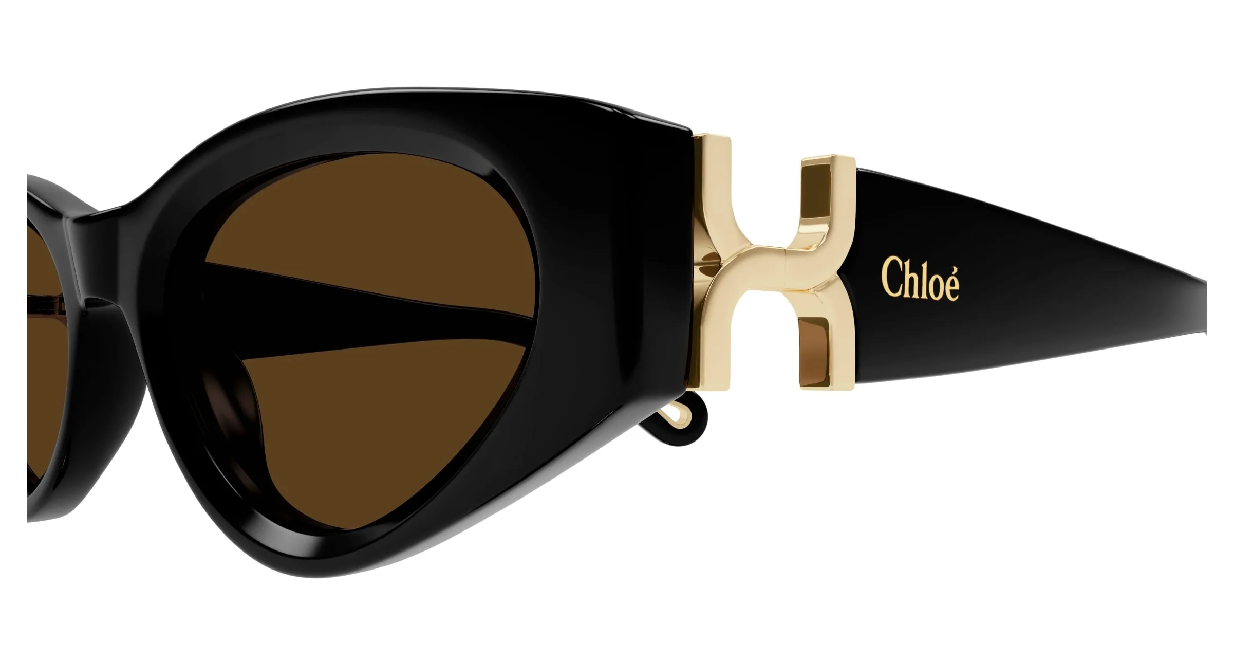 Chloé CH0259S 001 Occhiali da sole Acetato Nero Marrone Cat Eye - immagine 3