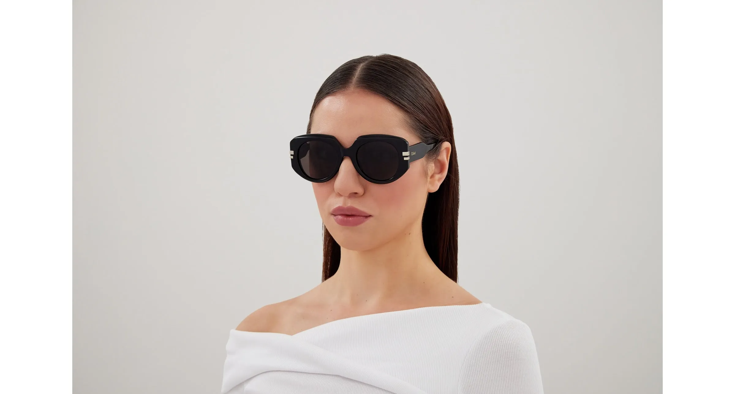 Chloé CH0257S 001 Occhiali da sole Acetato Nero Grigio Squadrata - immagine 4