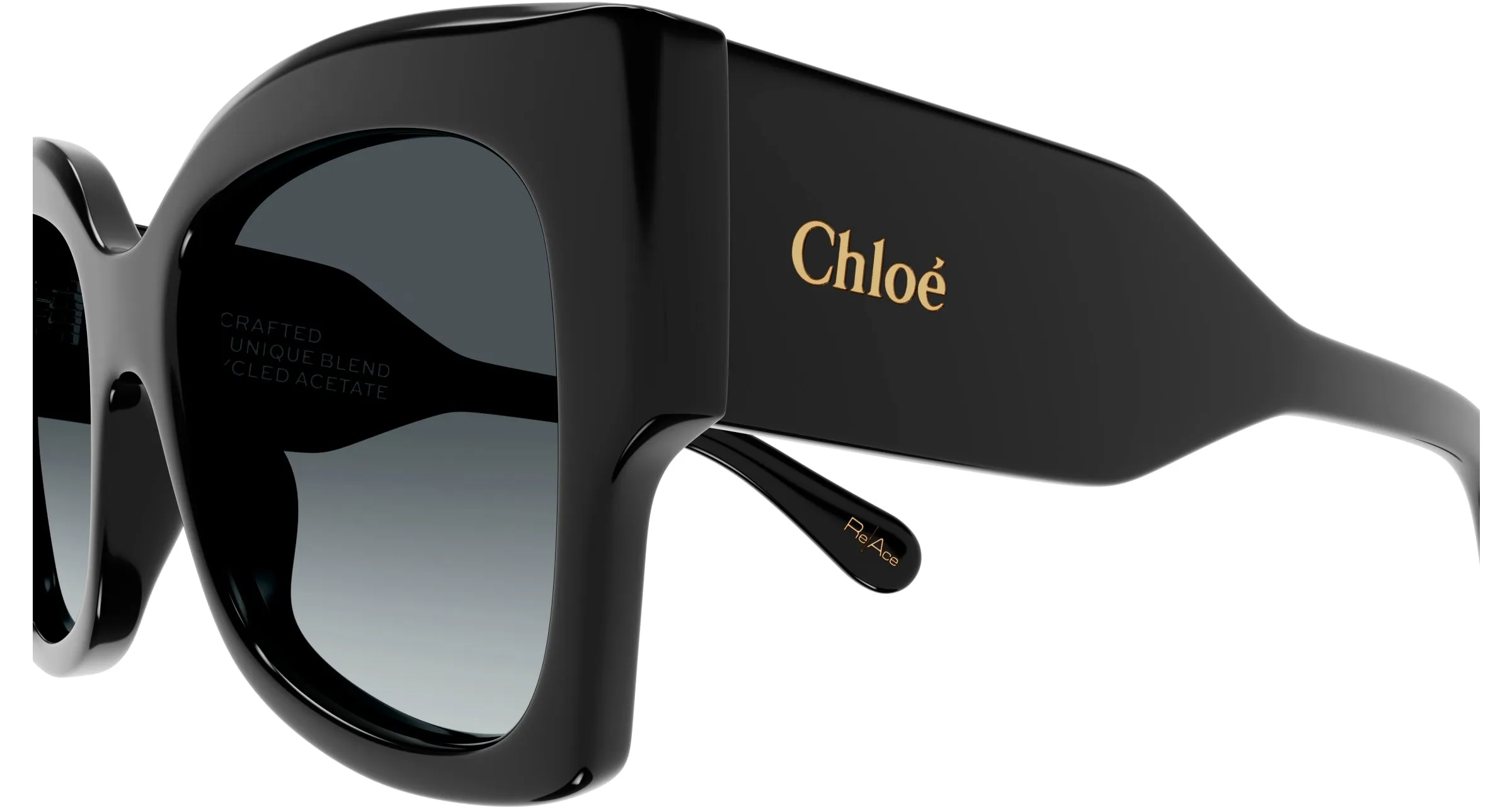 Chloé CH0252S 001 Occhiali da sole Acetato Nero Grigio Farfalla - immagine 3