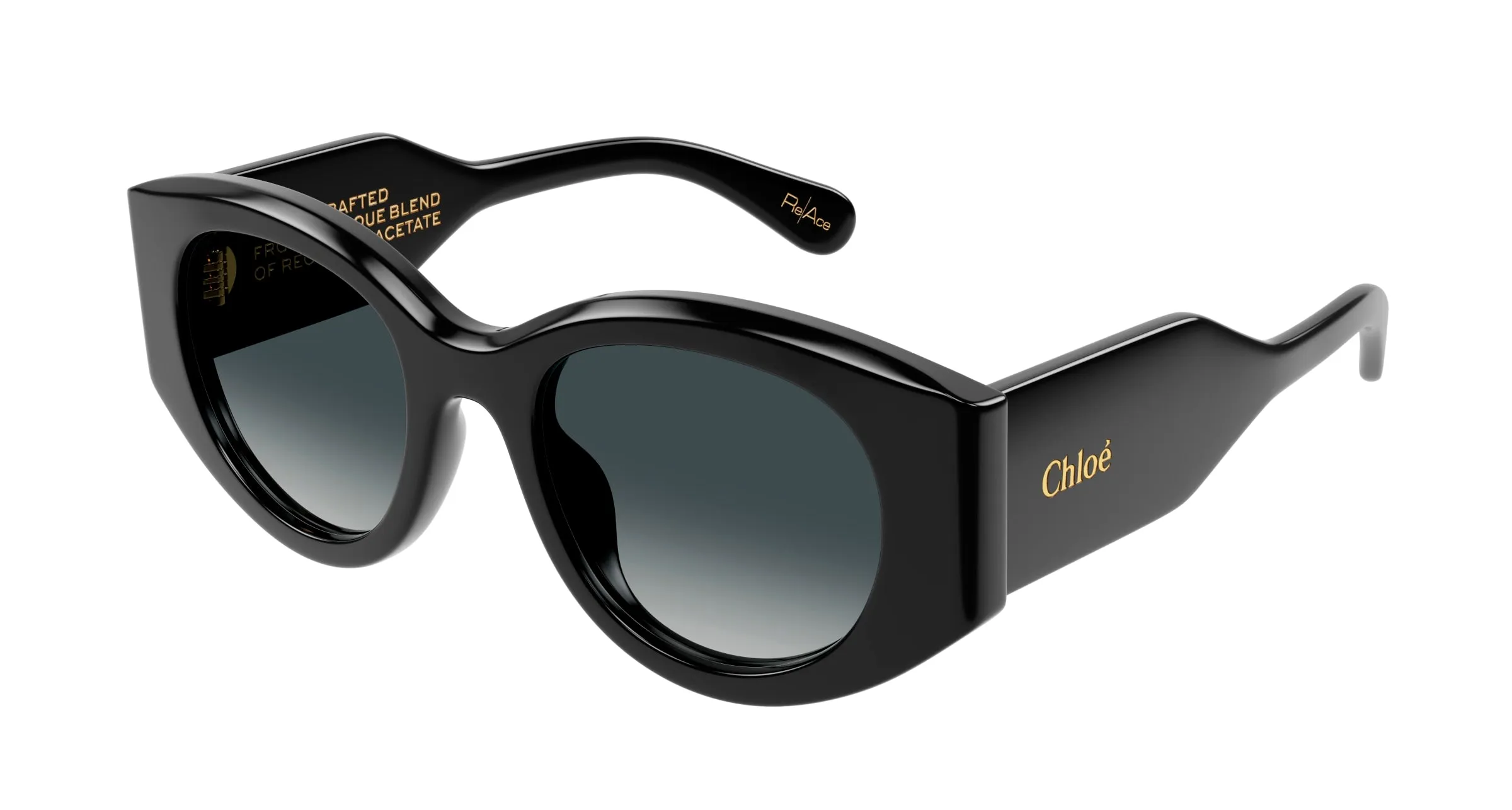 Chloé CH0251S 001 Occhiali da sole Acetato Nero Grigio Rotonda - immagine 1