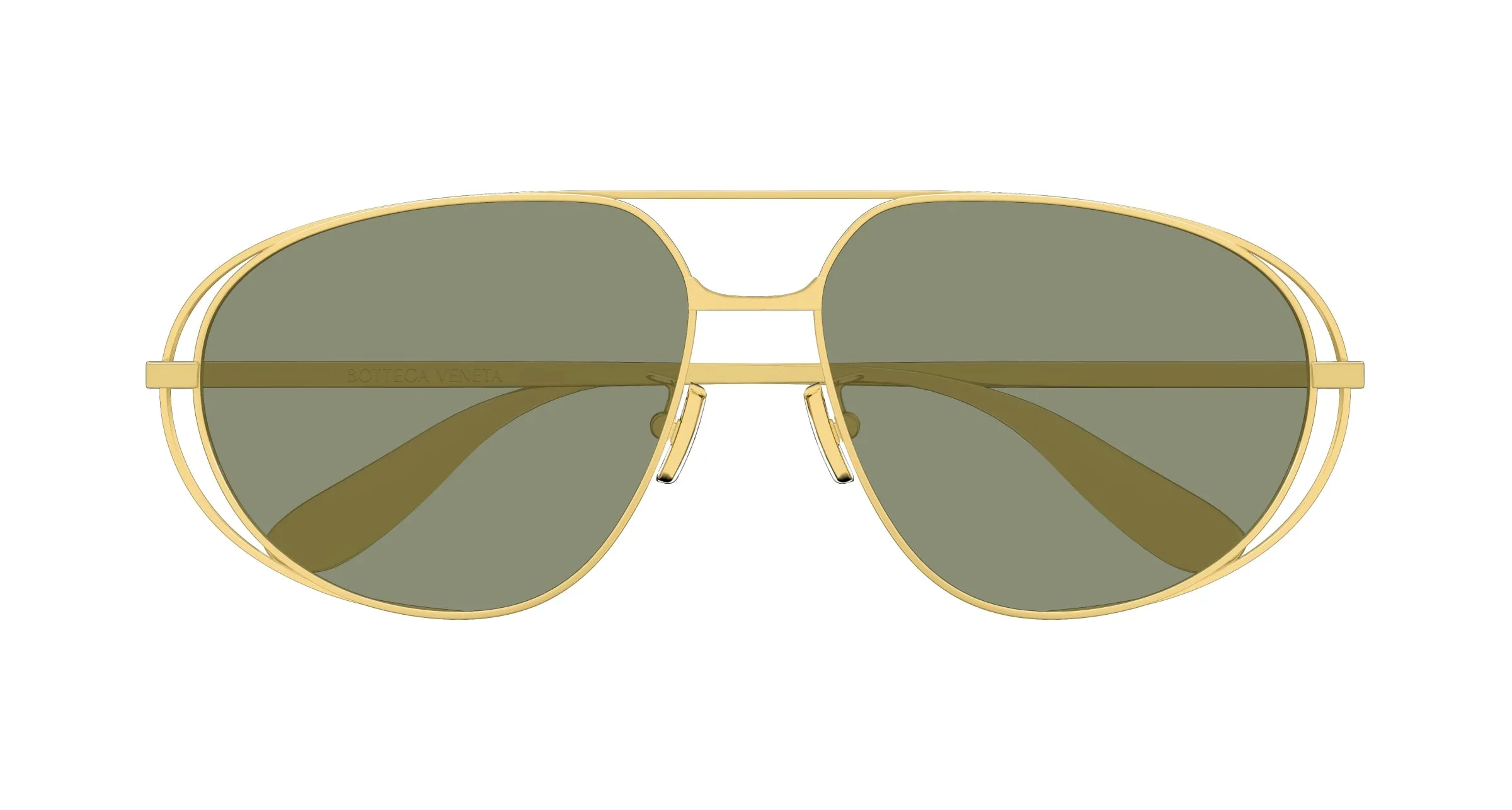 Bottega Veneta BV1344S 001 Occhiali da sole Metallo Oro Verde Pilot - immagine 2