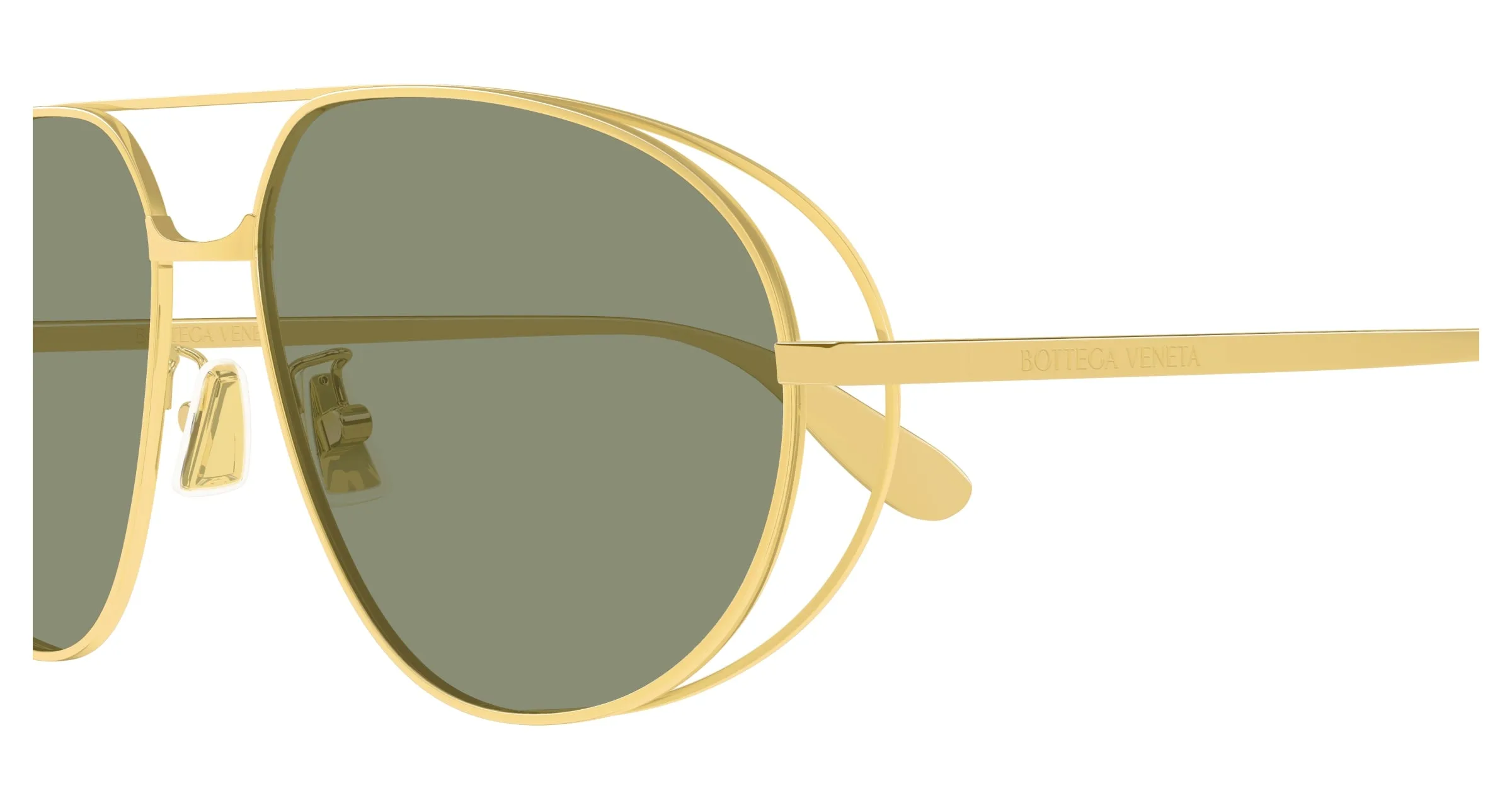Bottega Veneta BV1344S 001 Occhiali da sole Metallo Oro Verde Pilot - immagine 3