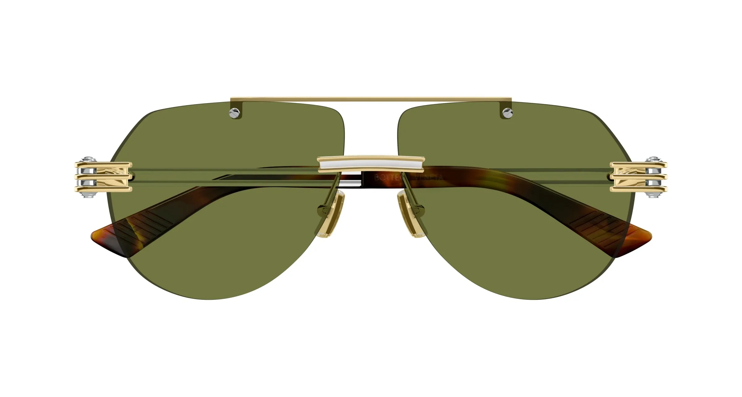 Bottega Veneta BV1342S 003 Occhiali da sole Metallo Oro Verde Pilot - immagine 2