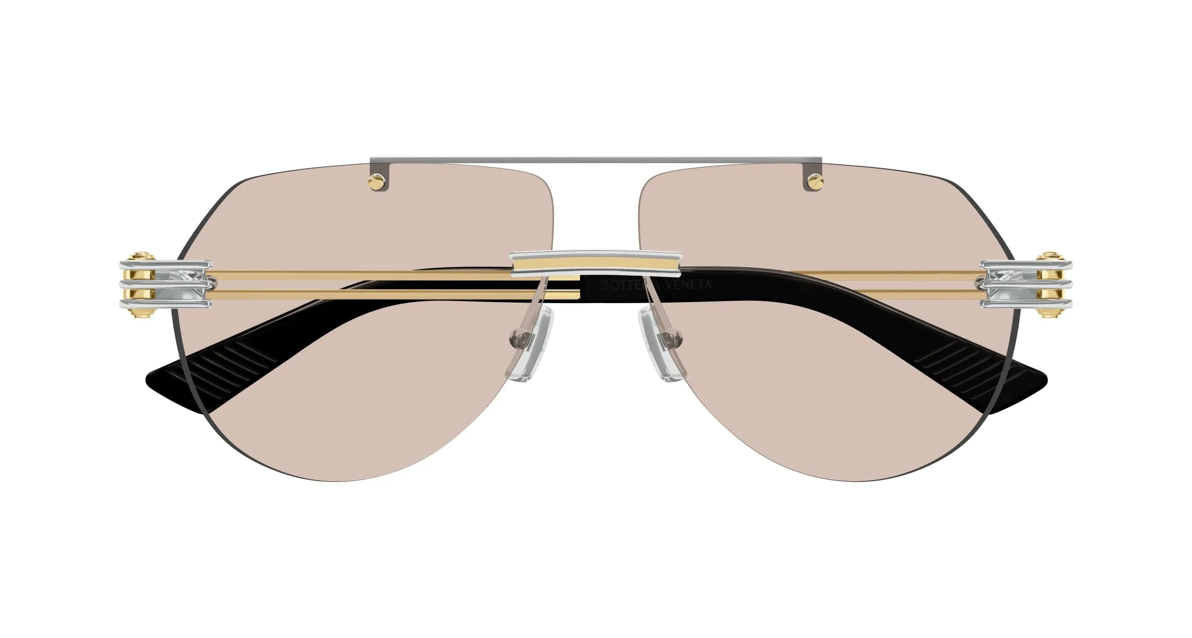 Bottega Veneta BV1342S 002 Occhiali da sole Metallo Argento Marrone Pilot - immagine 2